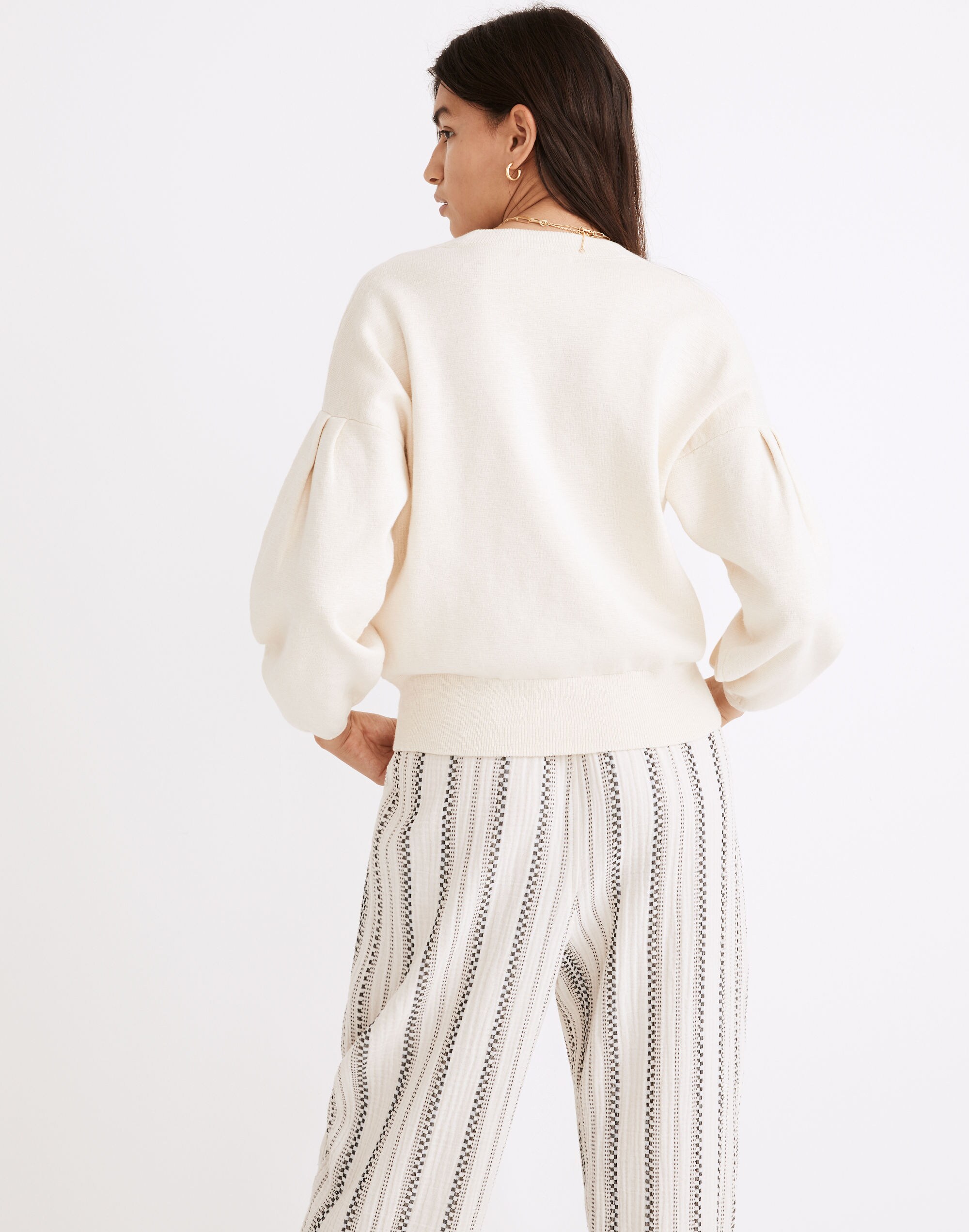 Chalfant Balloon-Sleeve Pullover Sweater