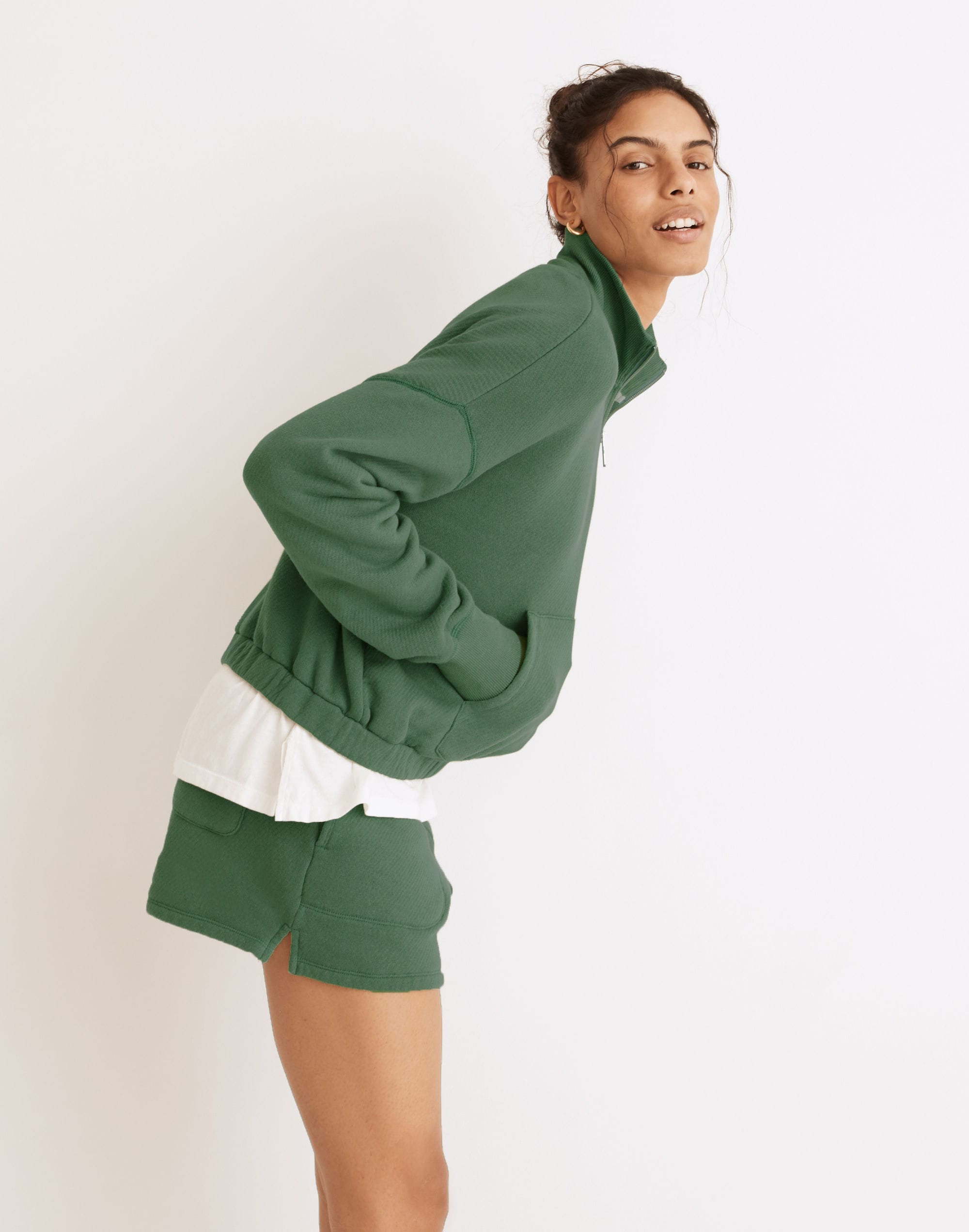 MWL Airyterry Quarter-Zip Supercrop Sweatshirt | Madewell