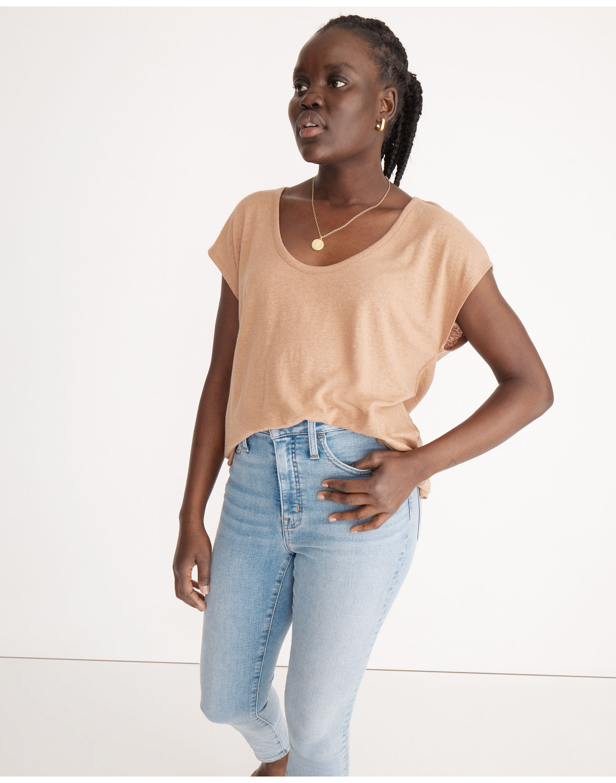 Linen-Blend U-Scoop Tee | Madewell