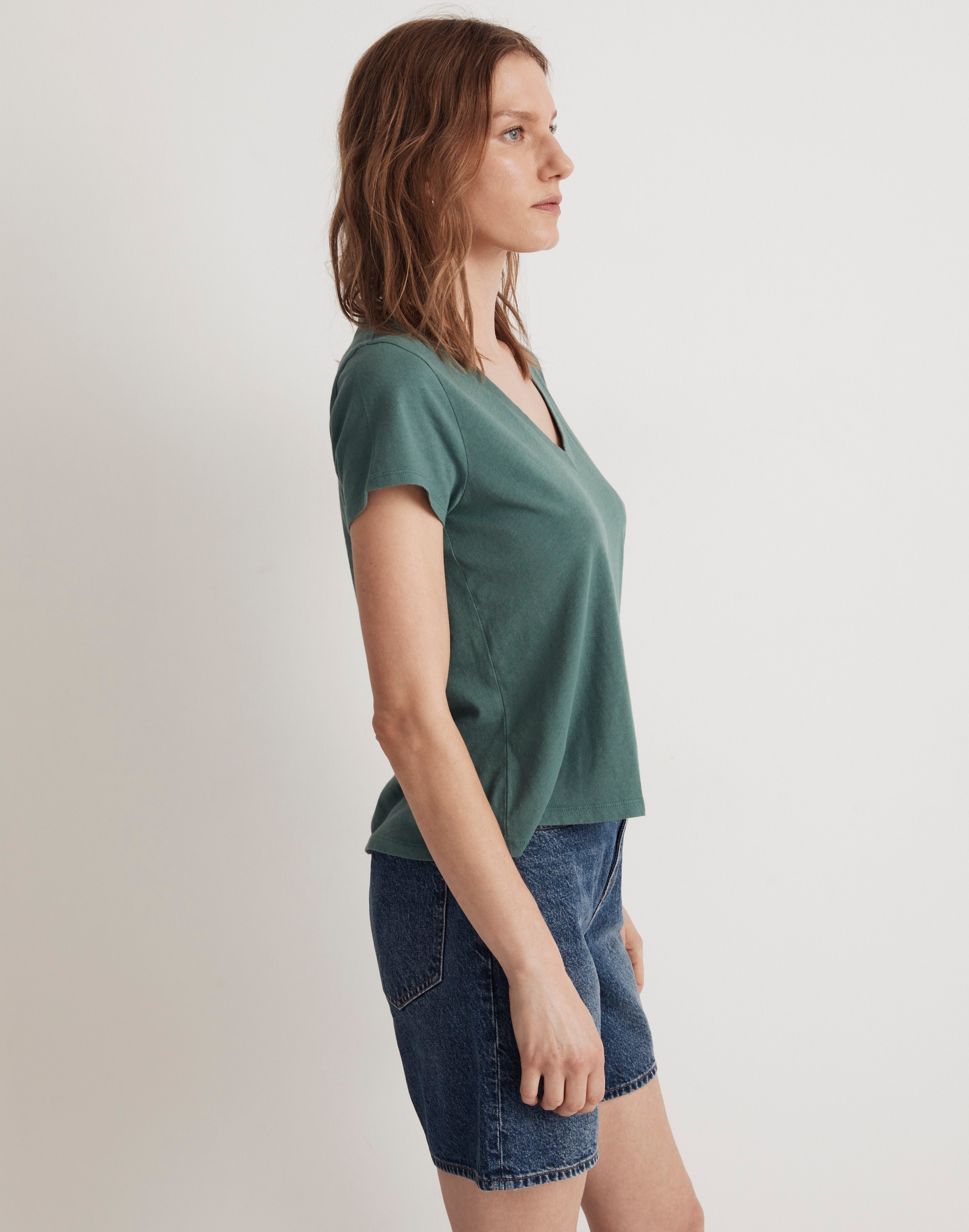 Softfade Cotton V-Neck Crop Tee | Madewell