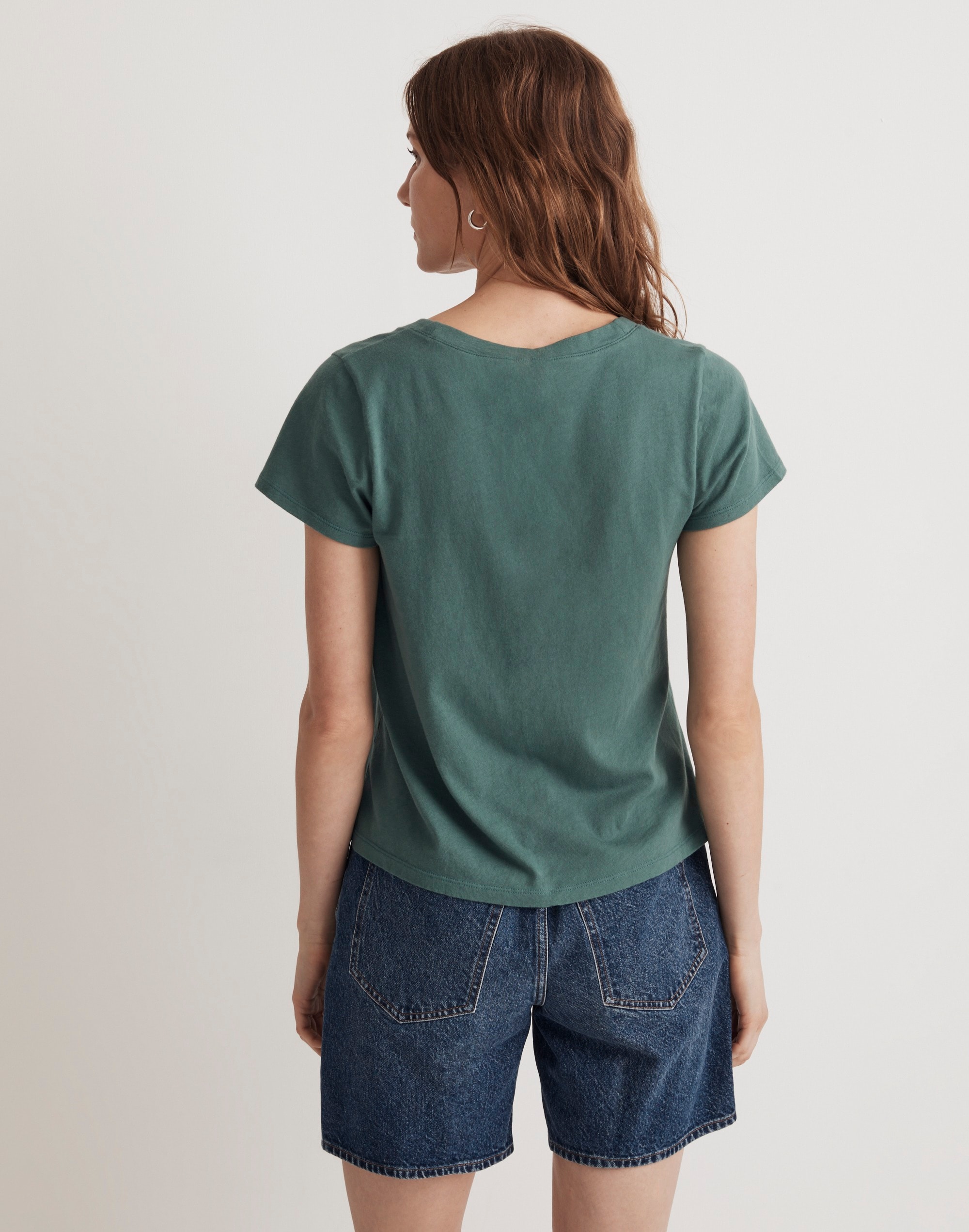 Softfade Cotton V-Neck Crop Tee | Madewell