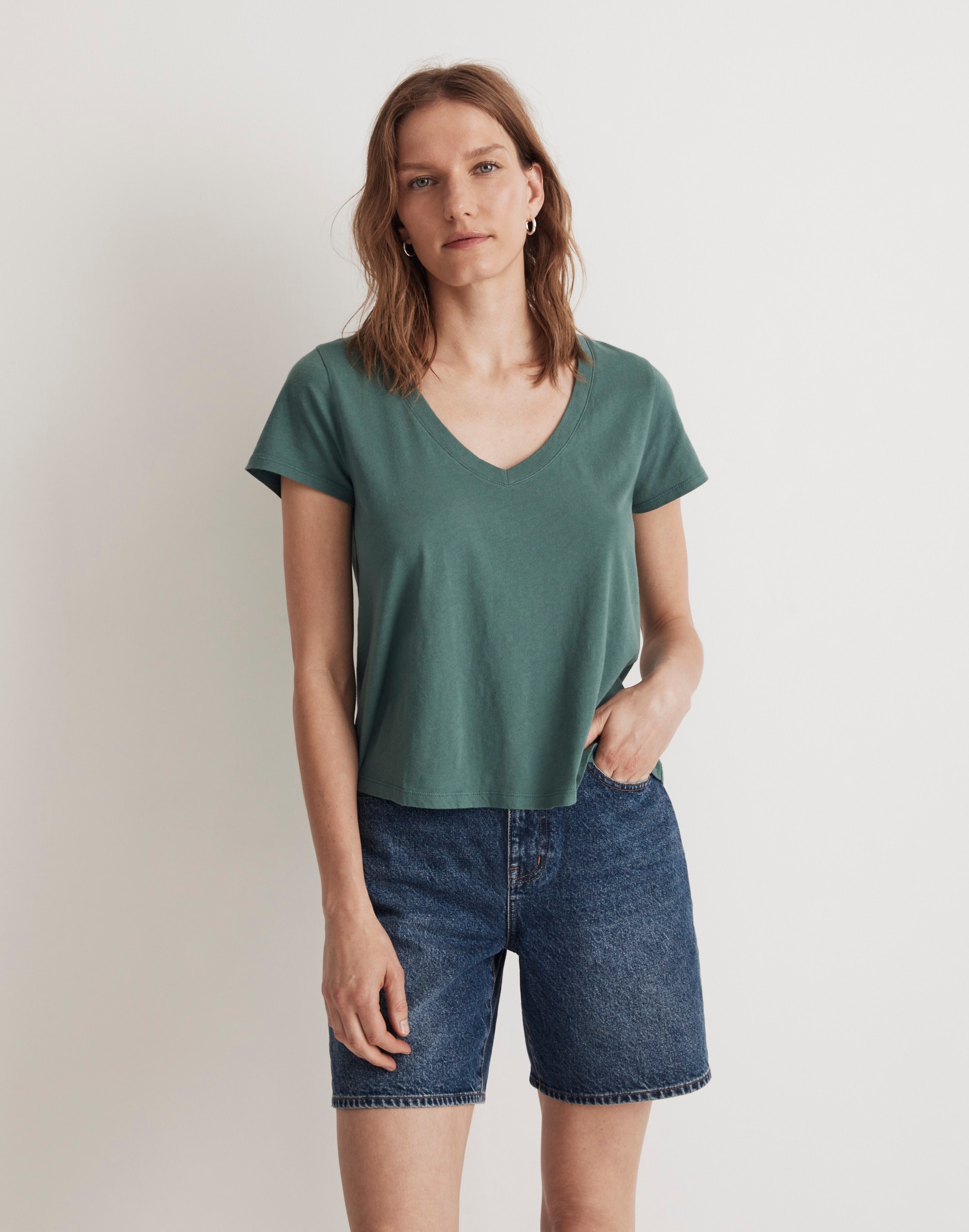 Softfade Cotton V-Neck Crop Tee | Madewell