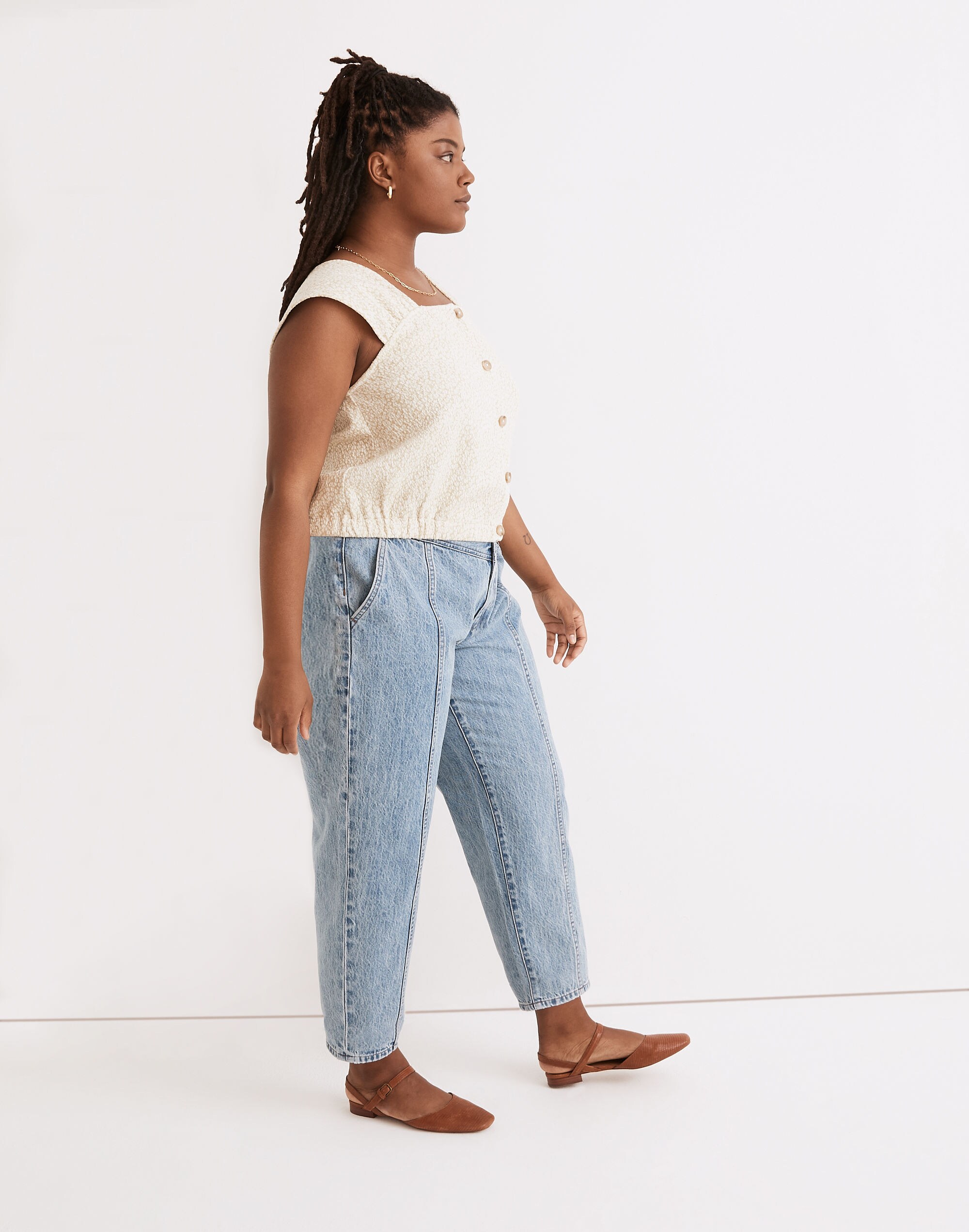 Floral Jacquard Button-Front Top | Madewell