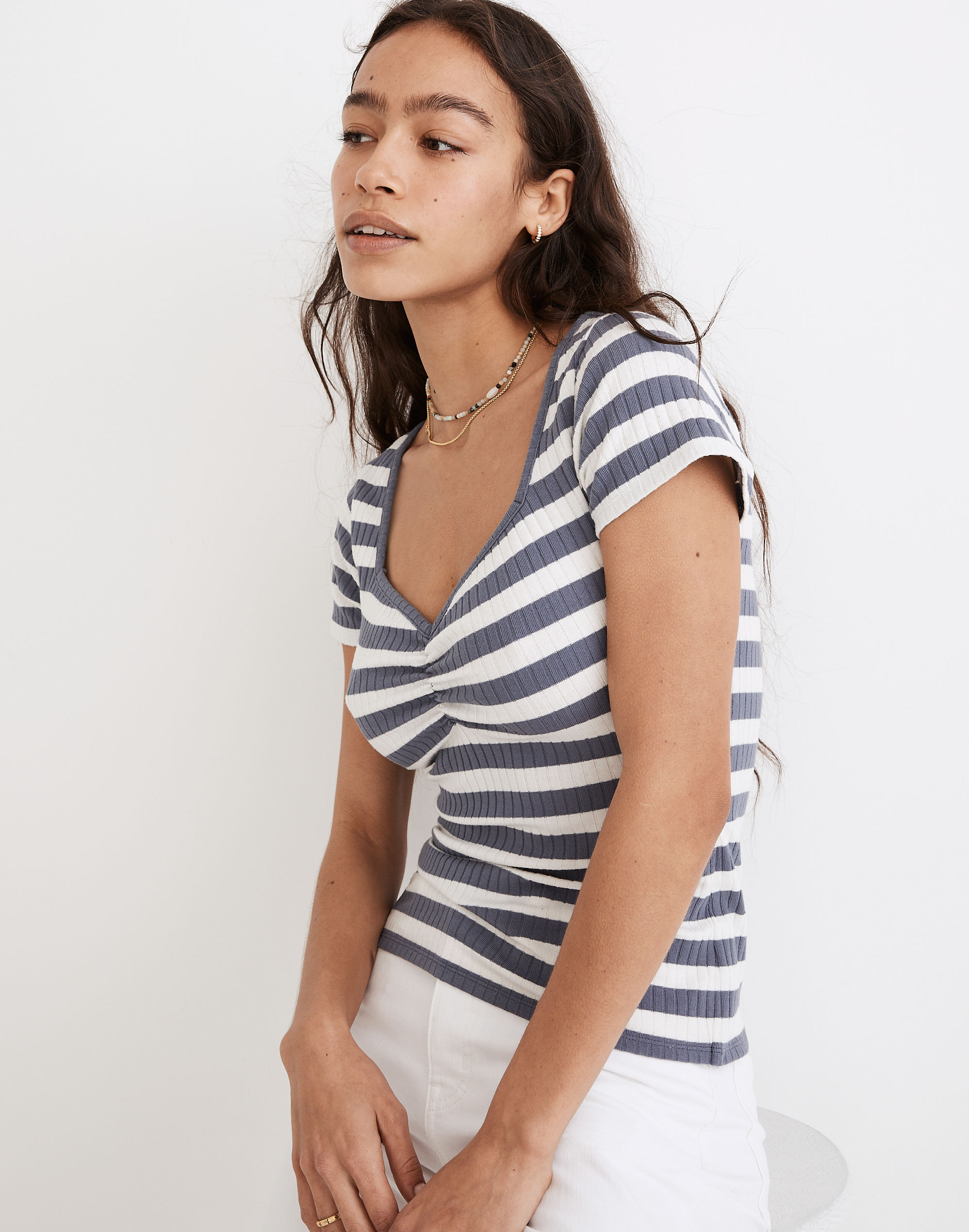 Ribbed Sweetheart Tee in Stripe | Madewell