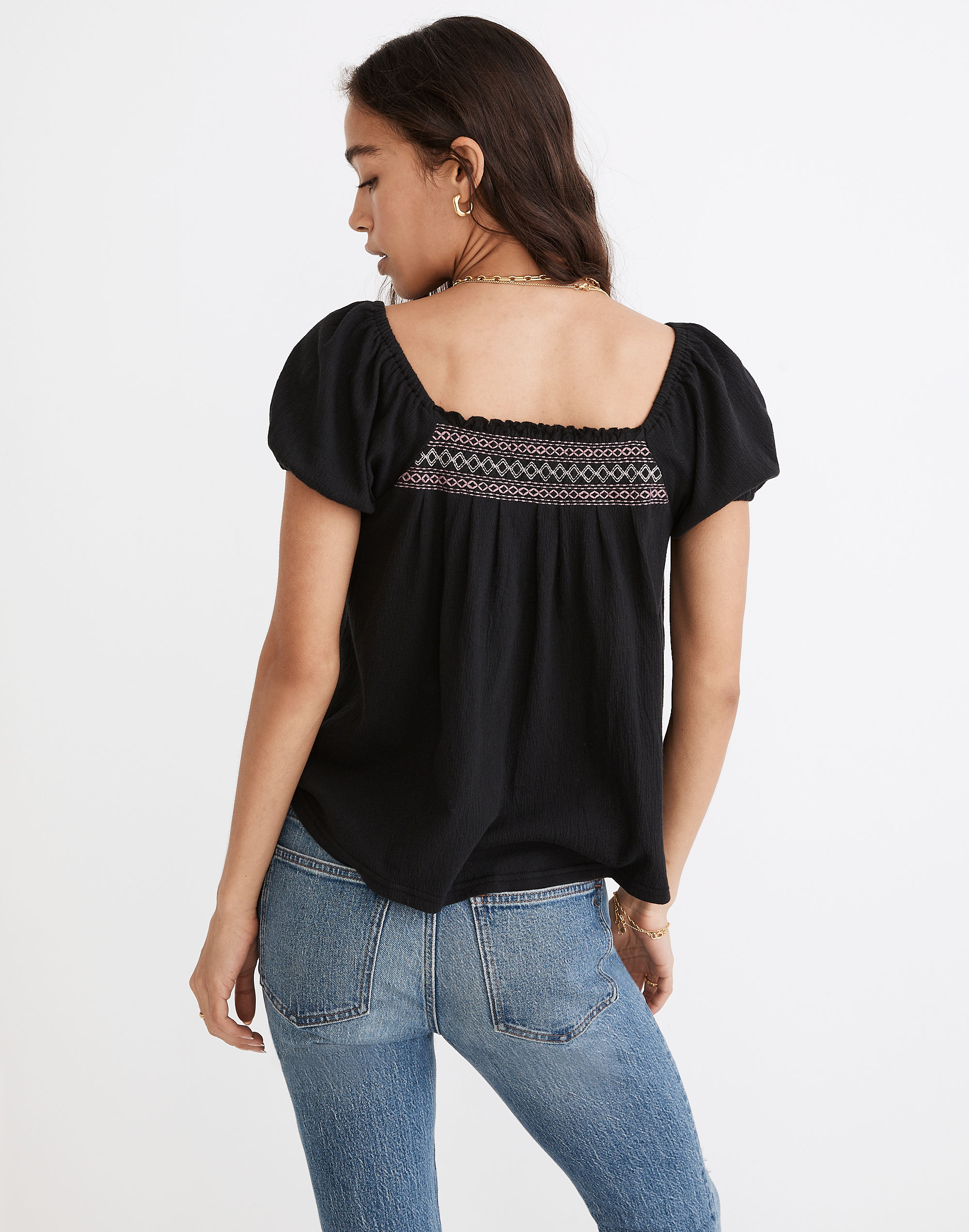 Embroidered Square-Neck Top | Madewell