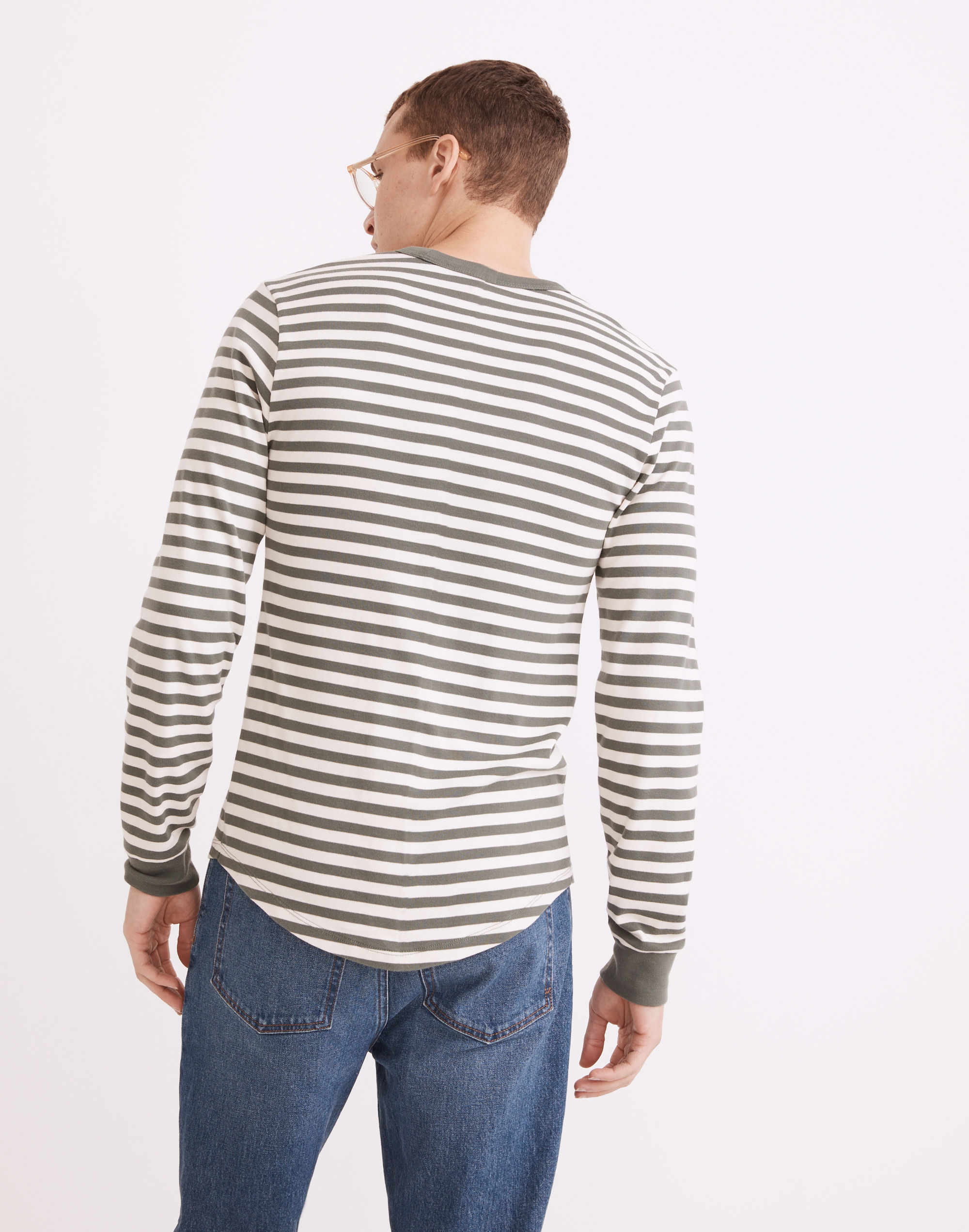 Ribbed Long-Sleeve Relaxed Tee Stripe | Madewell