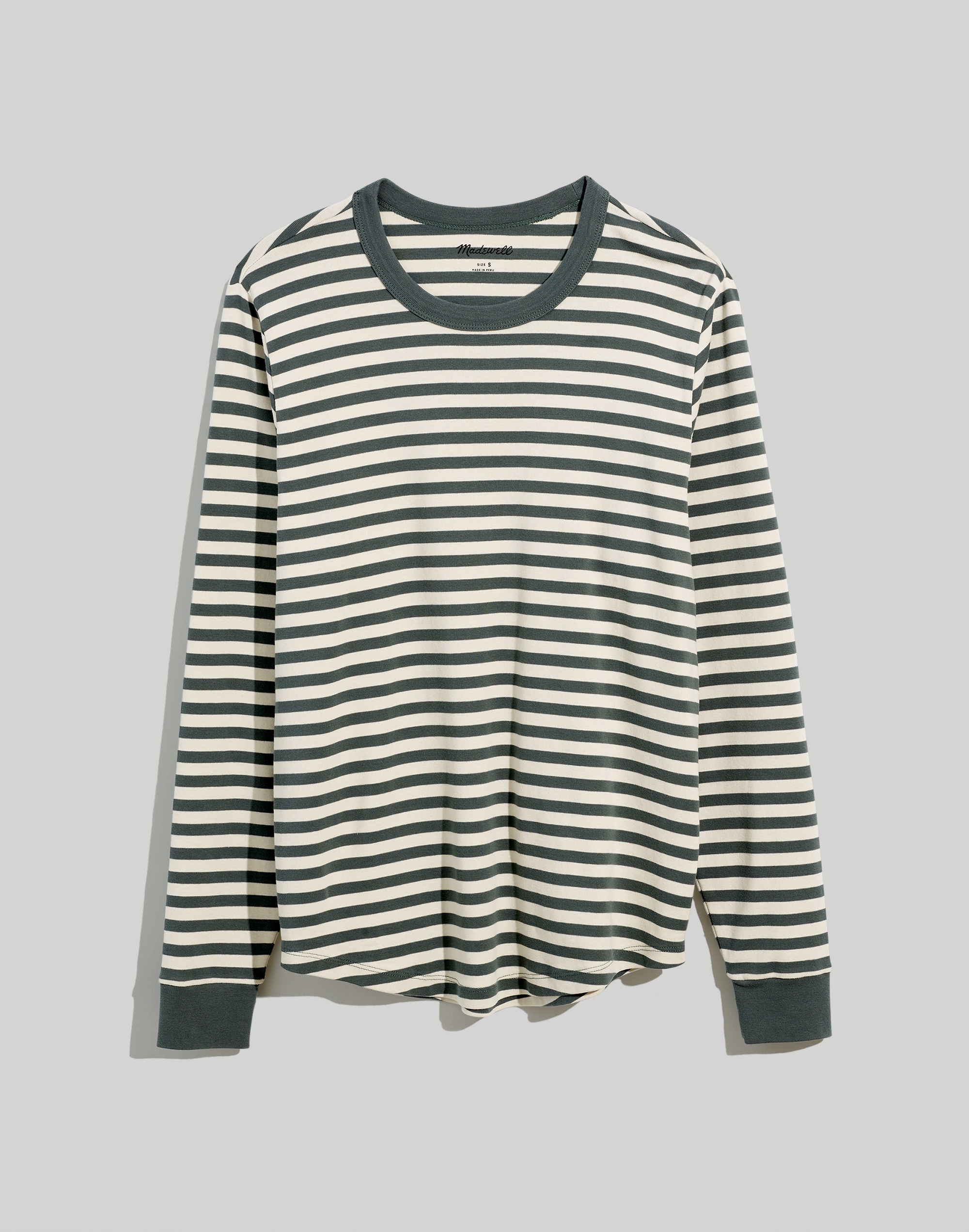 Ribbed Long-Sleeve Relaxed Tee Stripe | Madewell