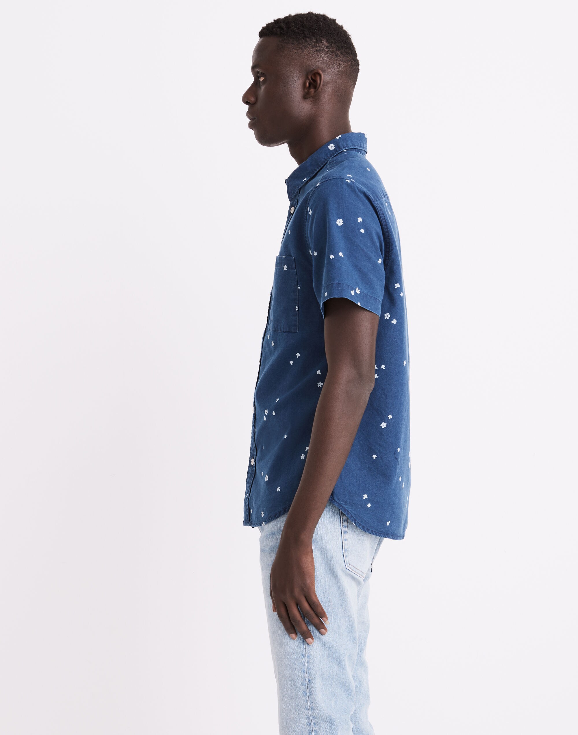 Perfect Short-Sleeve Shirt in Indigo Mushroom Floral