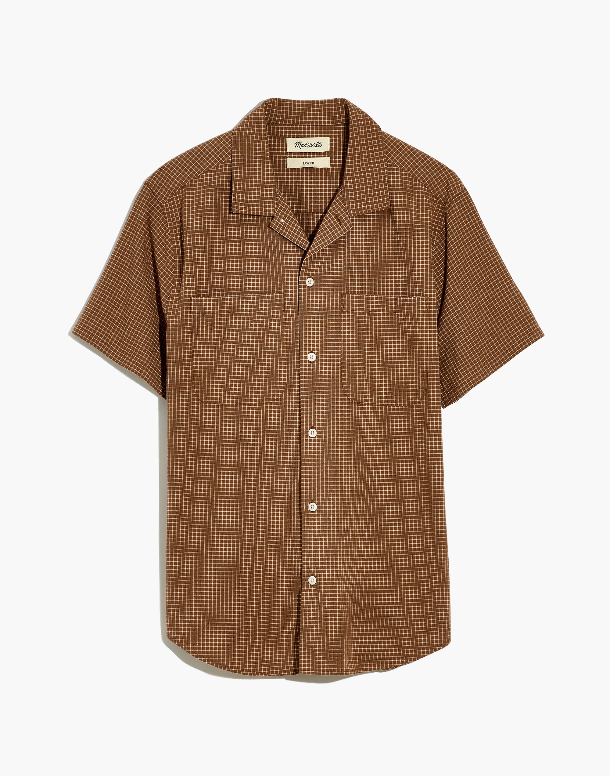 Crinkle Textured Cotton Short Sleeve Shirt