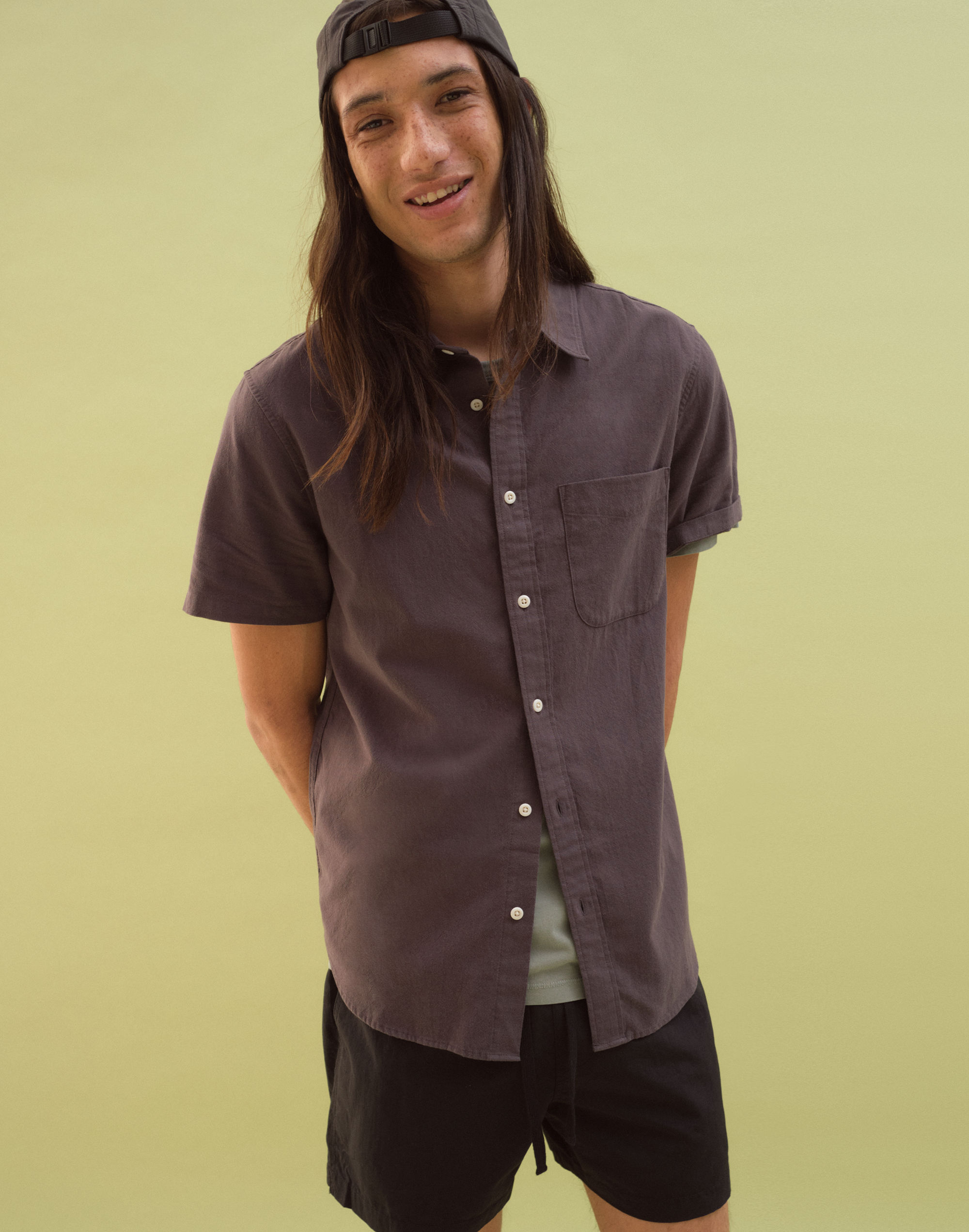 Crinkle Cotton Perfect Short-Sleeve Shirt