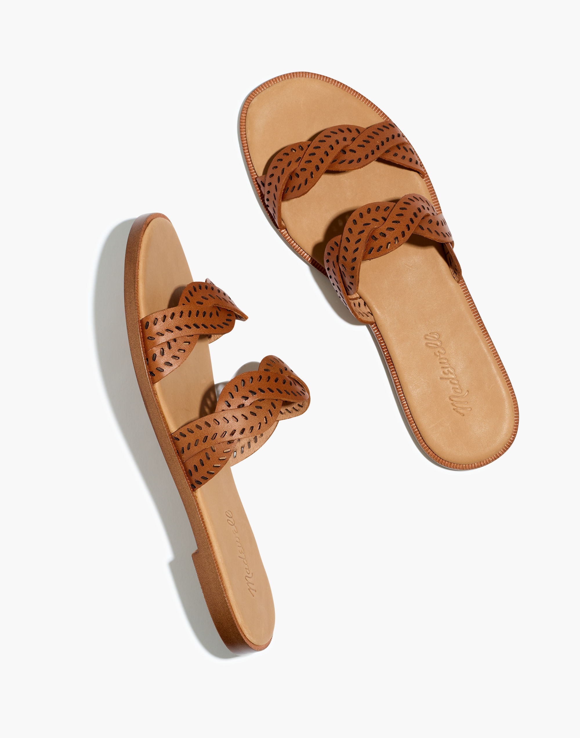 The Cora Slide Sandal Perforated Leather | Madewell