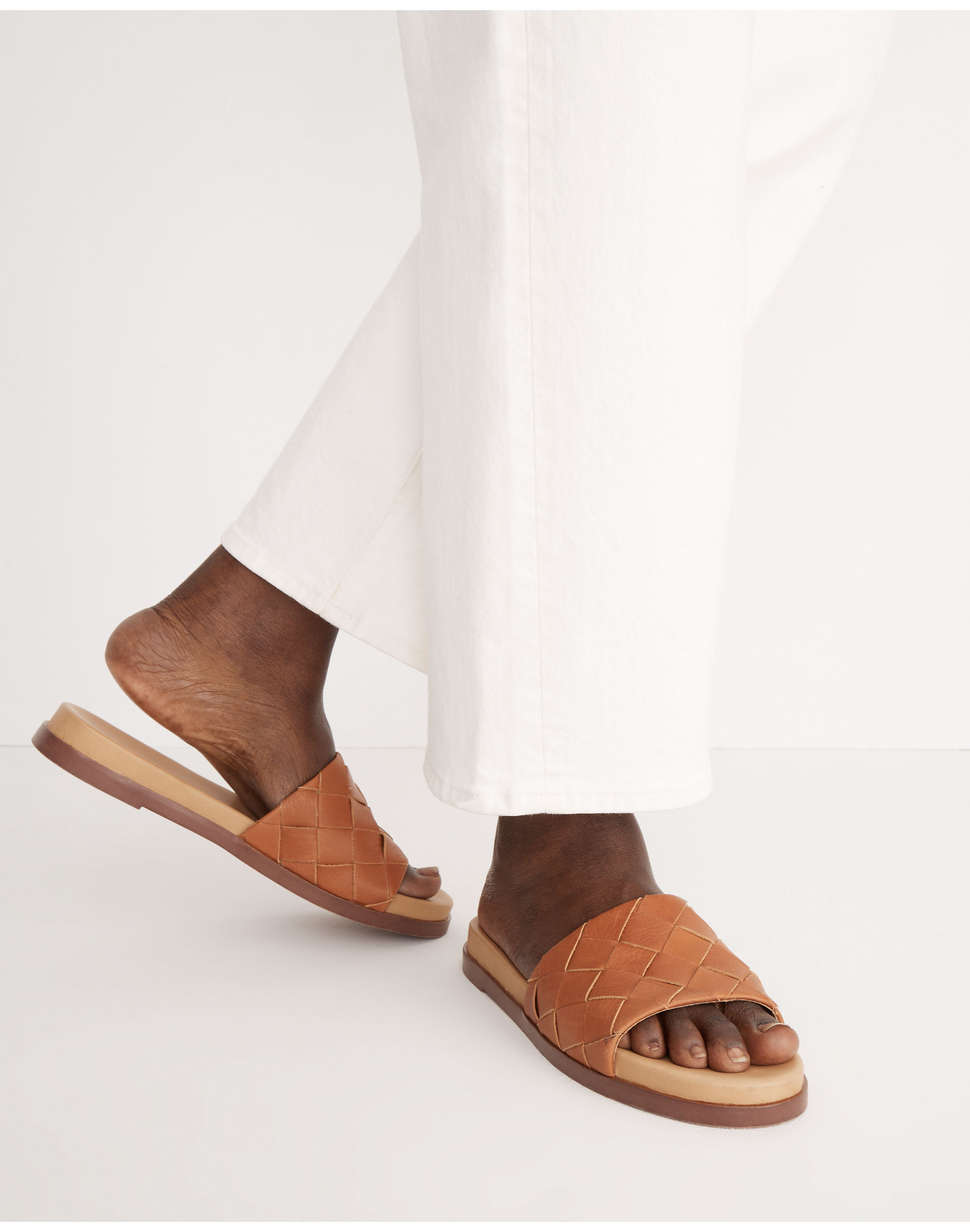 The Louisa Slide Sandal in Woven Leather | Madewell