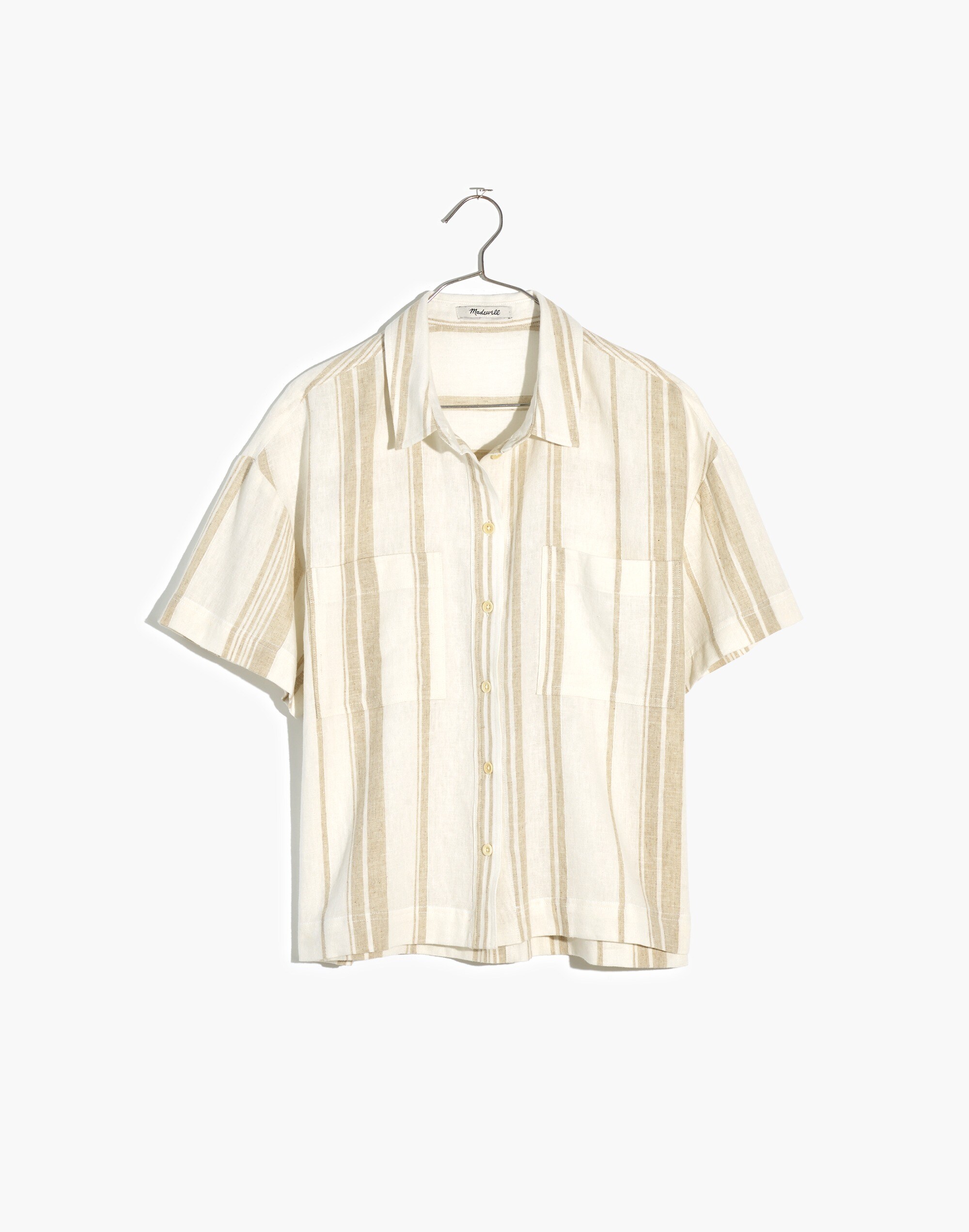 Linen-Blend Short-Sleeve Safari Shirt: Undyed Edition | Madewell