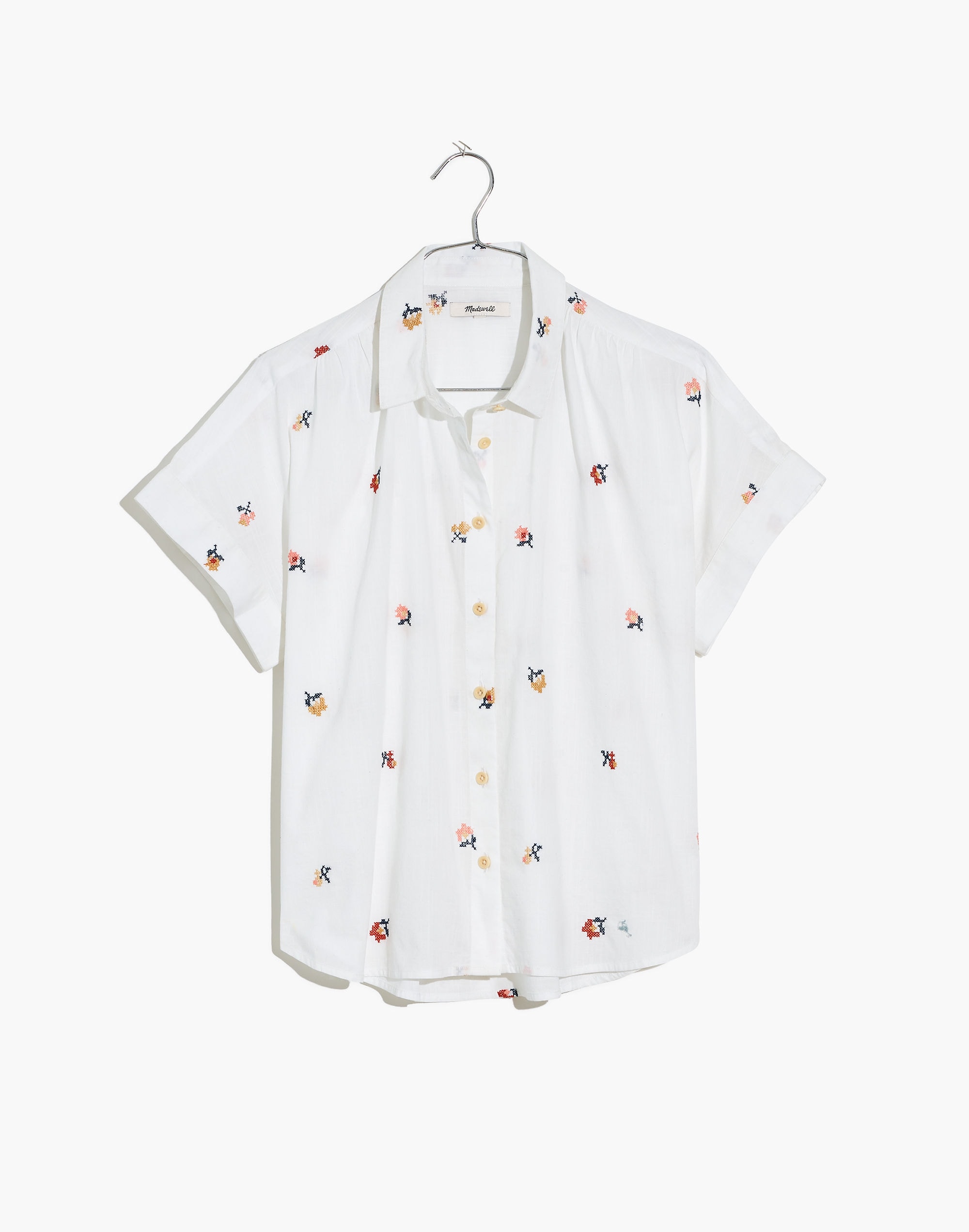 V-Neck Pocket Shirt in Cross-Stitch Floral | Madewell