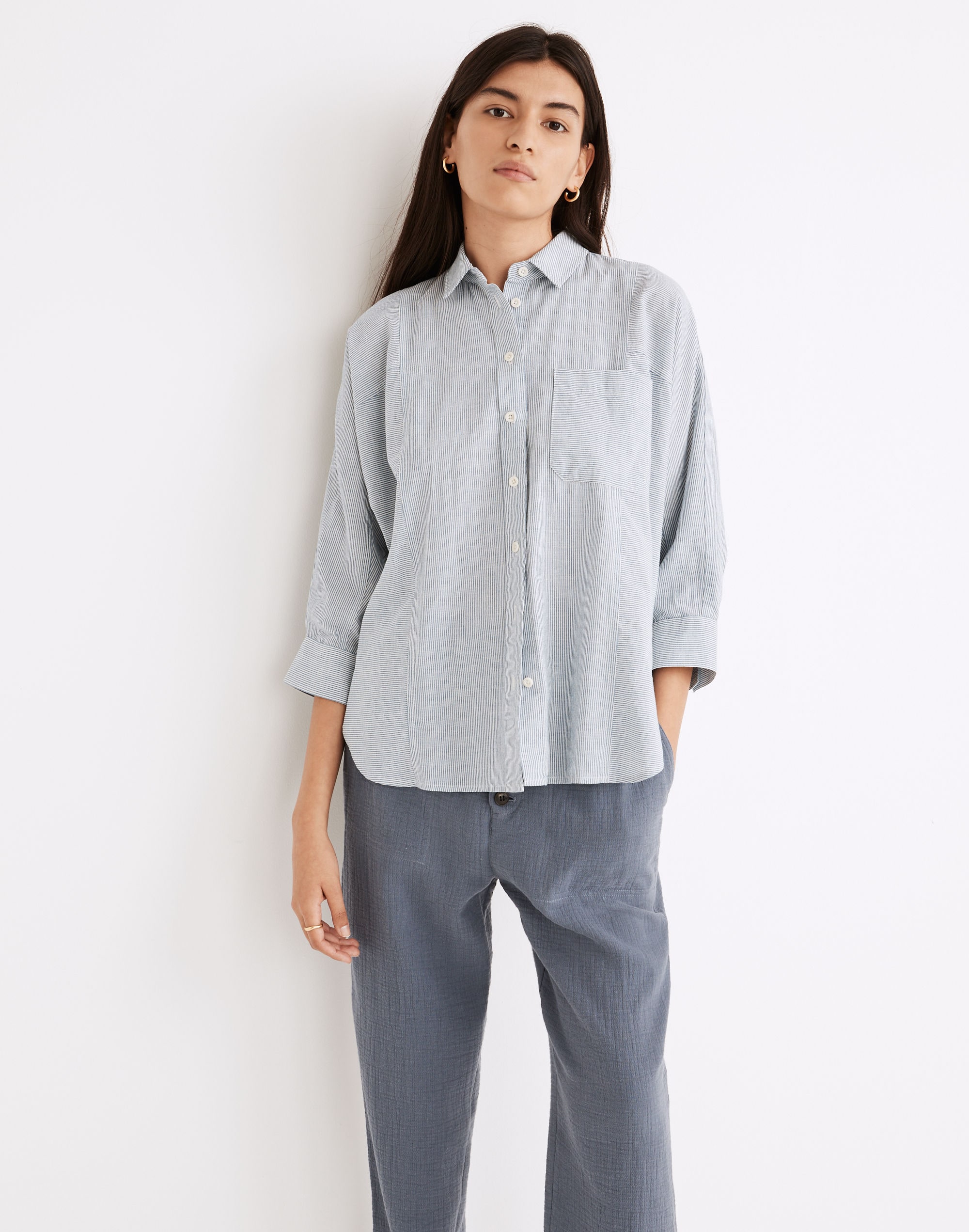 Wellesley Oversized Seamed Shirt Stripe | Madewell