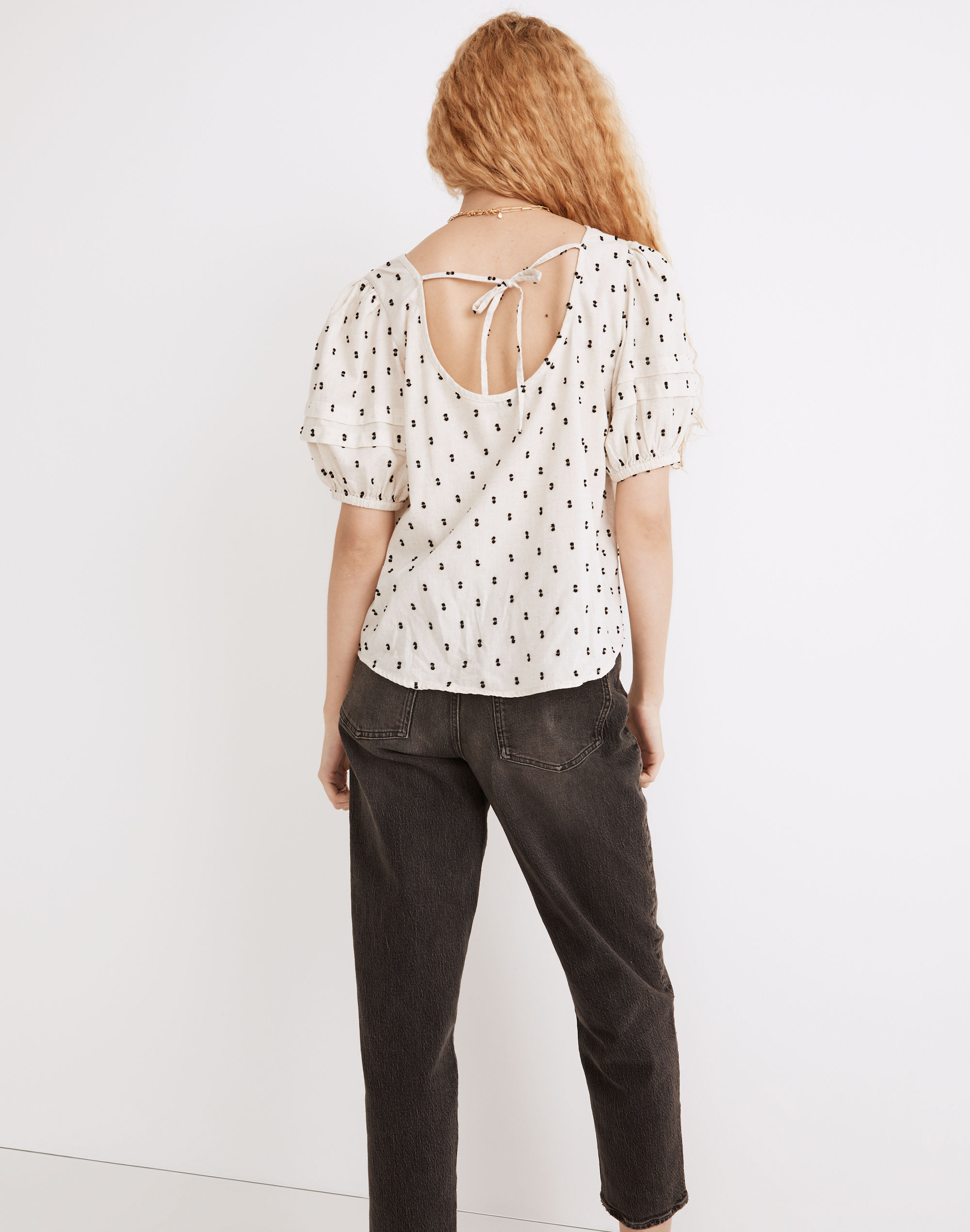 Tie-Back Puff-Sleeve Top Clip Dot | Madewell