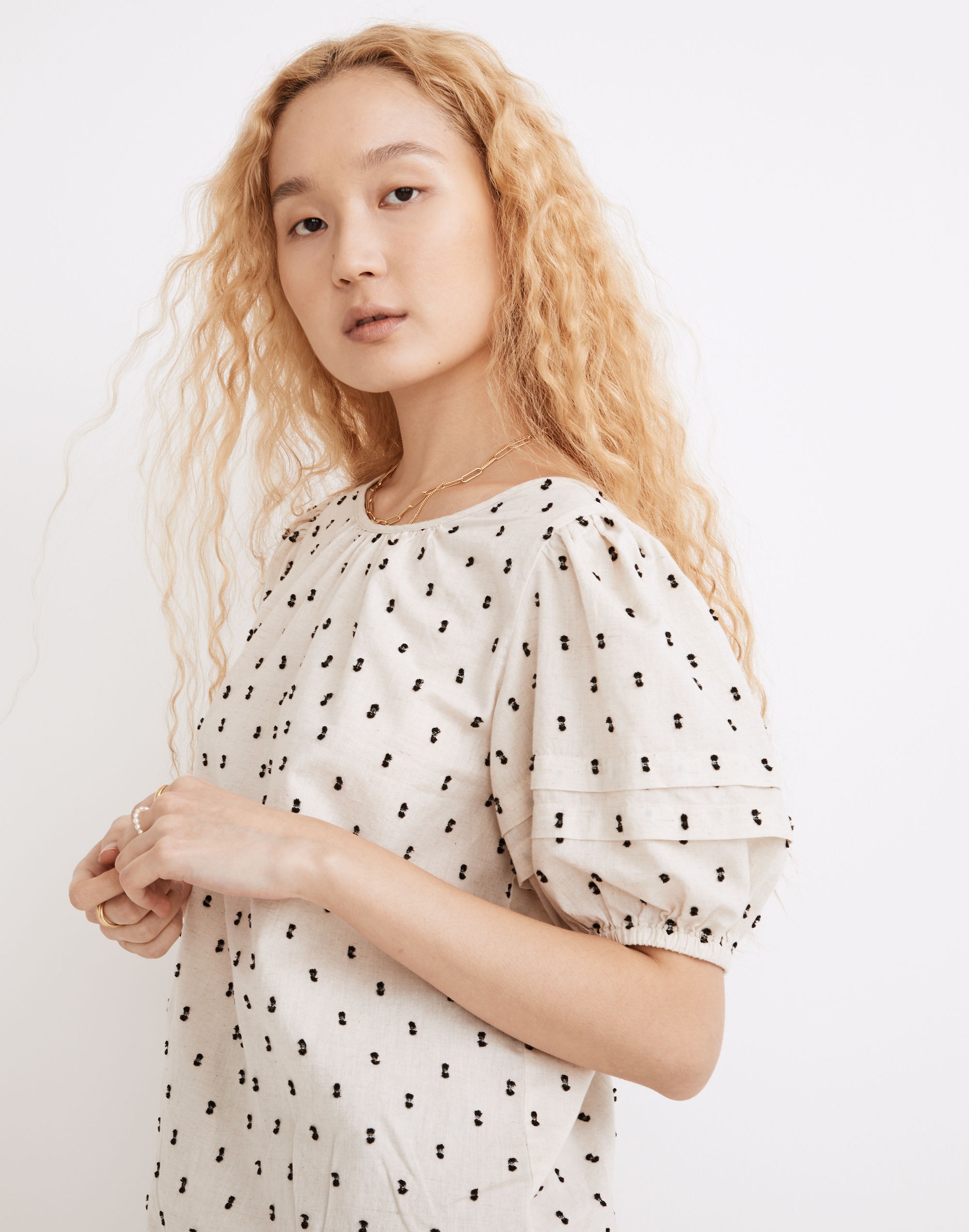 Tie-Back Puff-Sleeve Top Clip Dot | Madewell