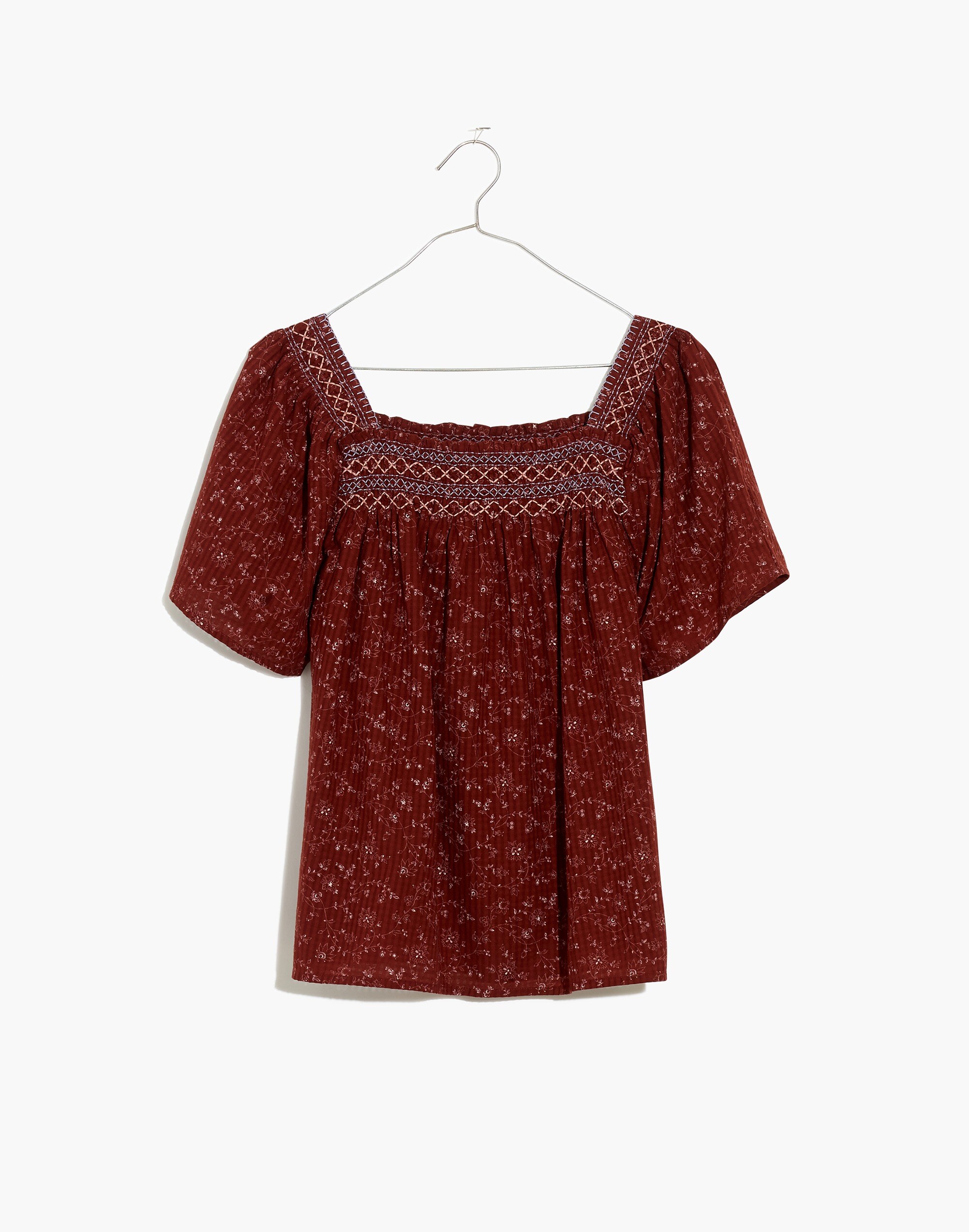 Square-Neck Smocked Top in Dotted Vines | Madewell