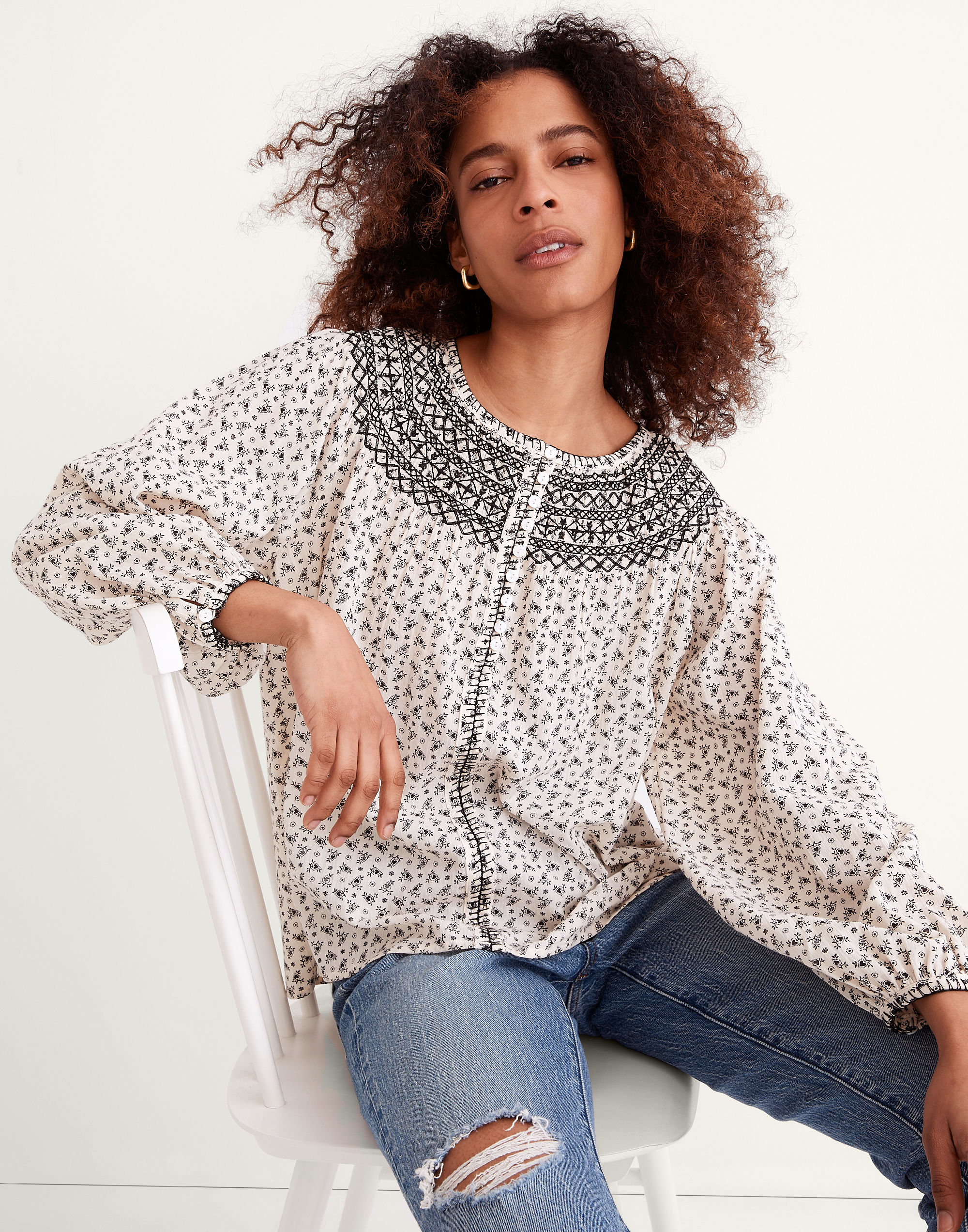 Madewell Waffle Knit Boxy Sweatshirt Tee