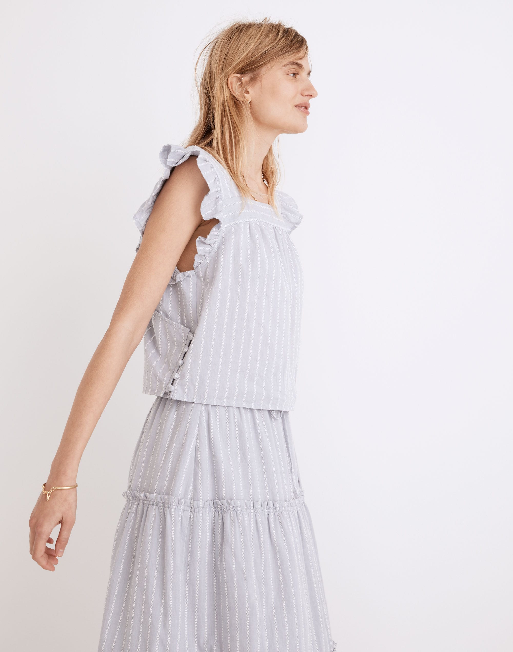 Striped Flutter-Sleeve Cross-Back Top | Madewell