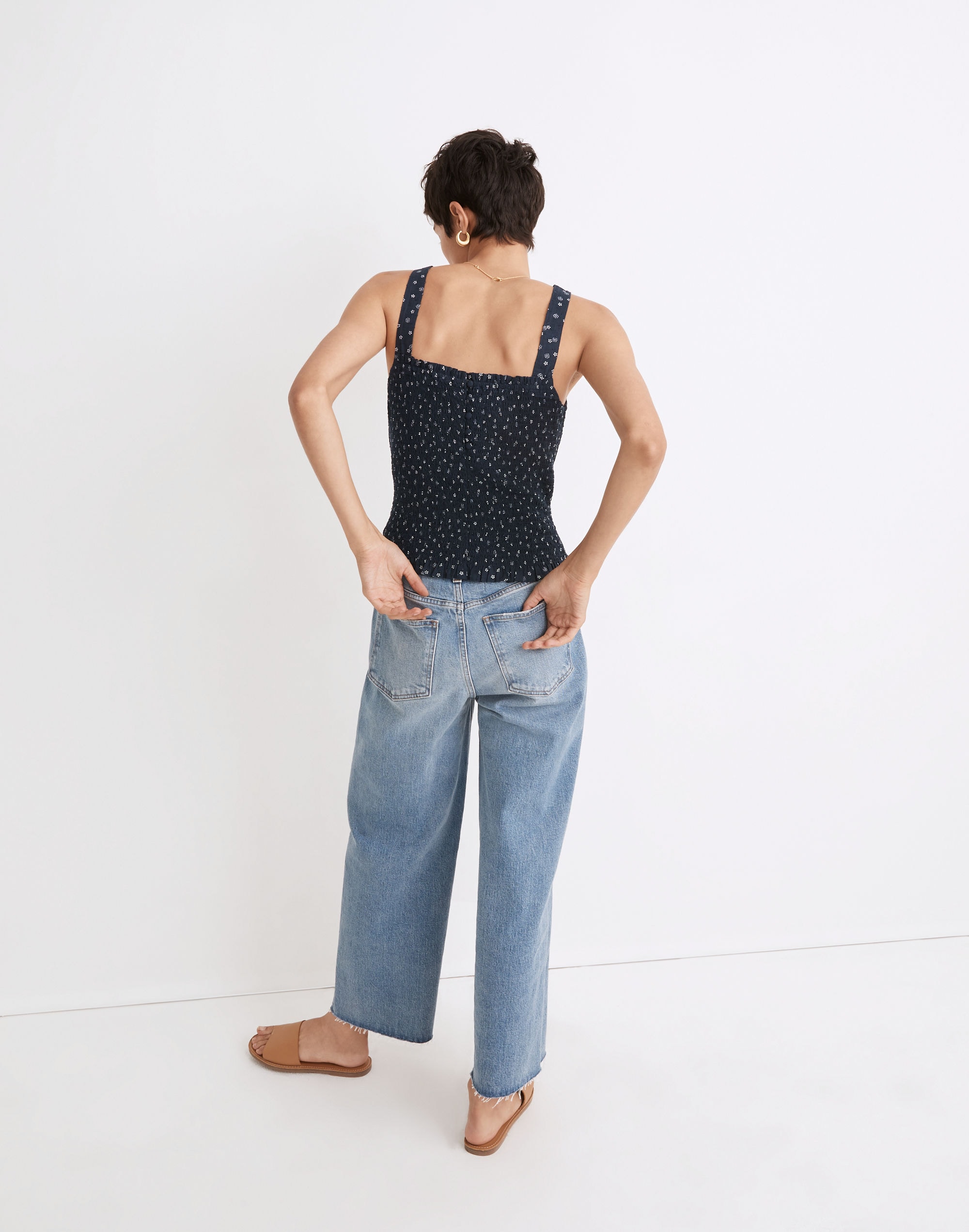 Lucie Smocked Tank Top Bandana Flower | Madewell