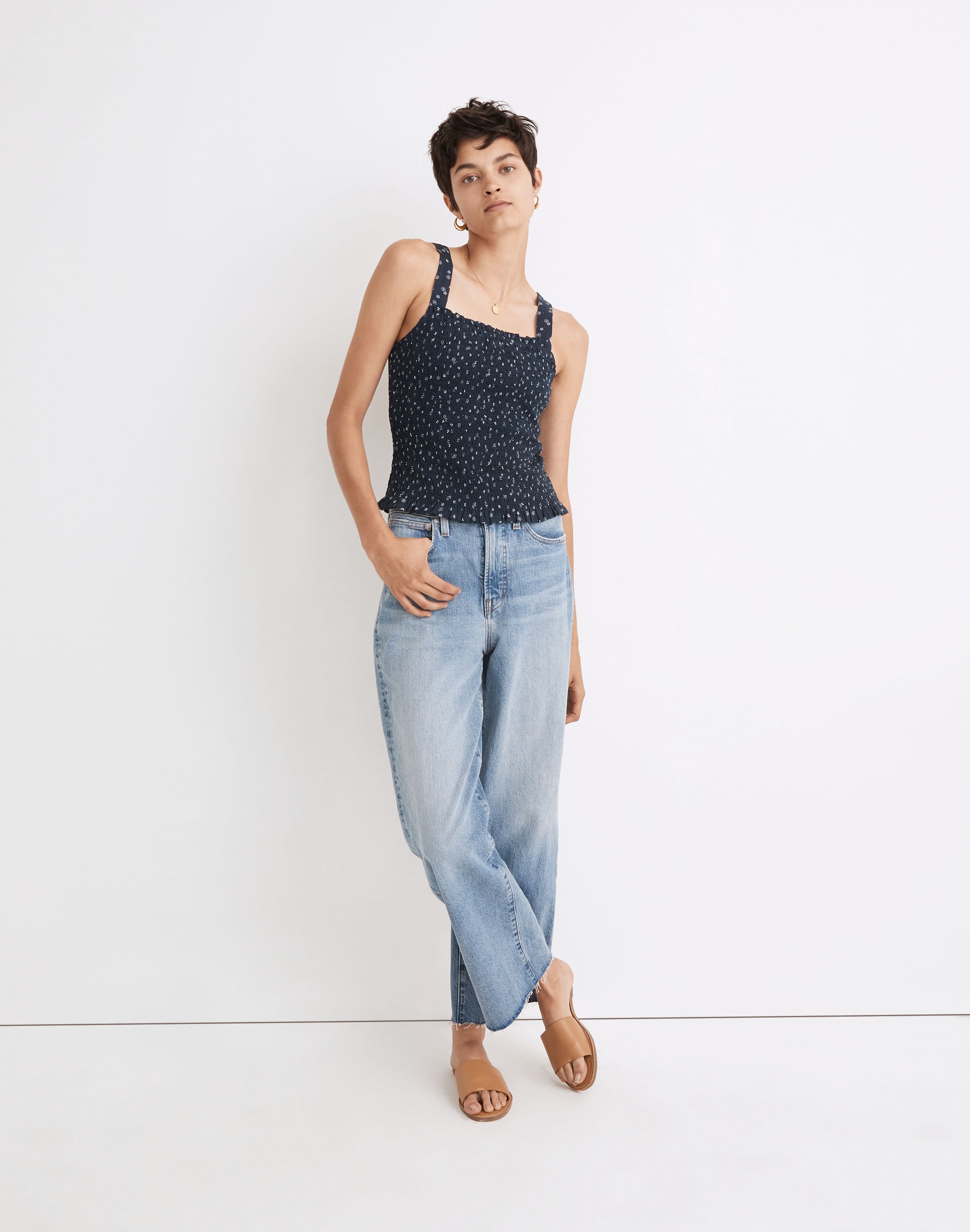 Lucie Smocked Tank Top Bandana Flower | Madewell