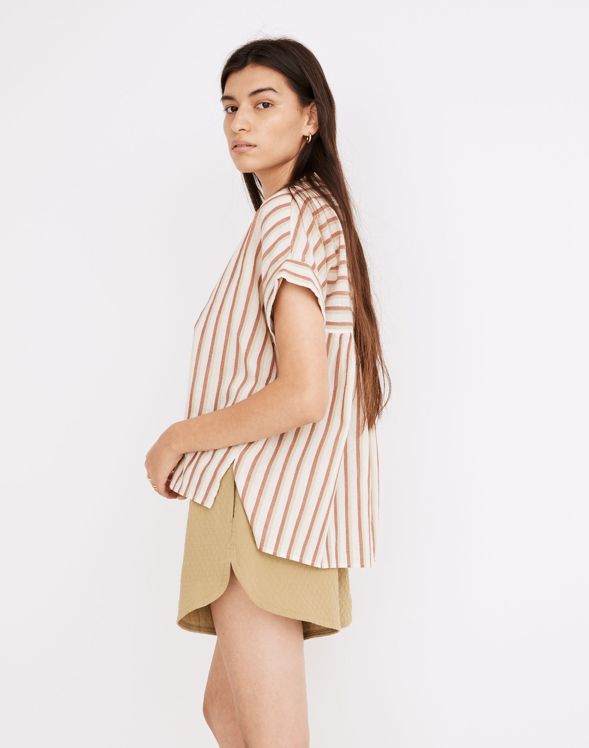 Crinkle Cotton Lakeline Popover Shirt Stripe | Madewell