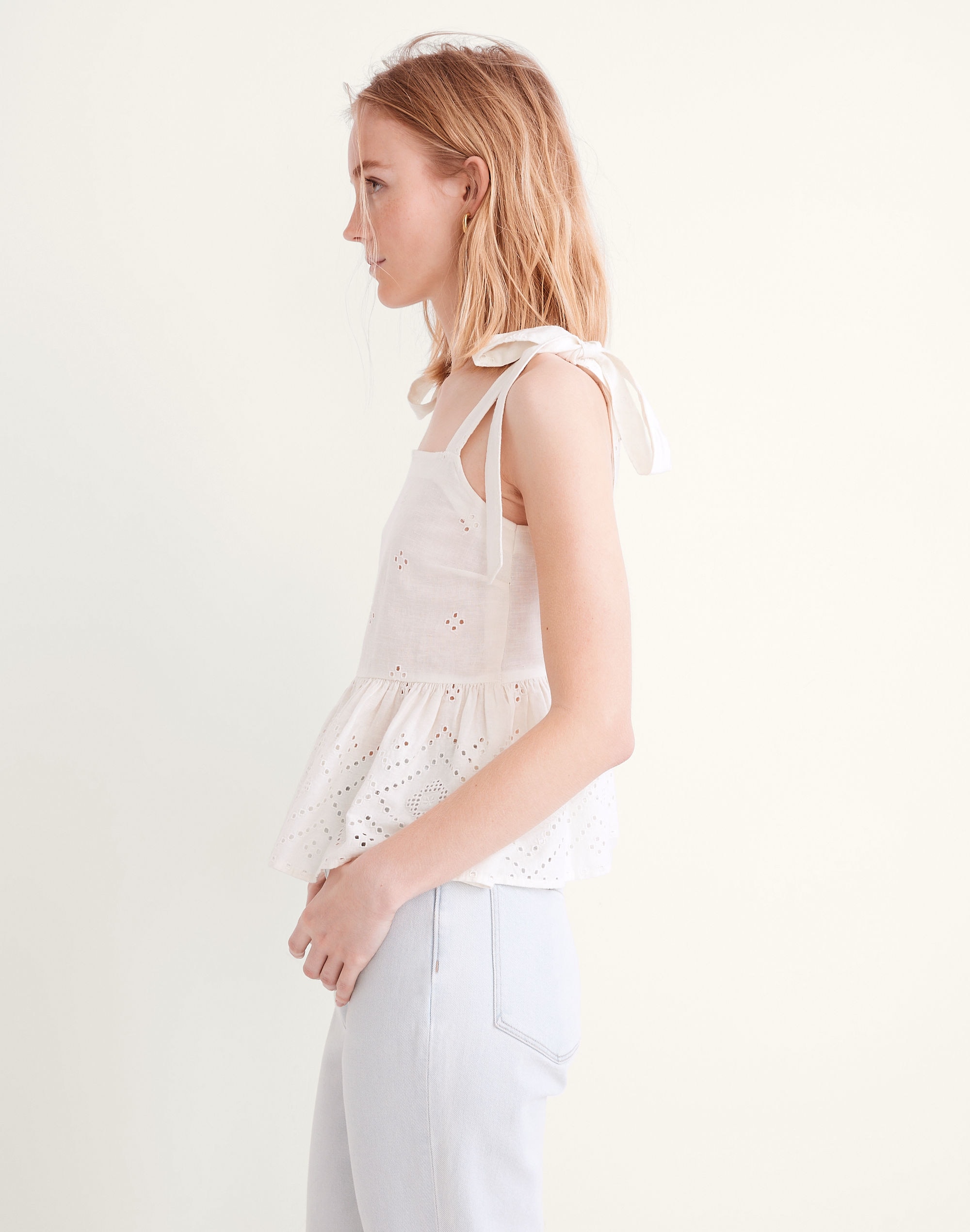 Rosalie Tie-Strap Top Geo Eyelet | Madewell