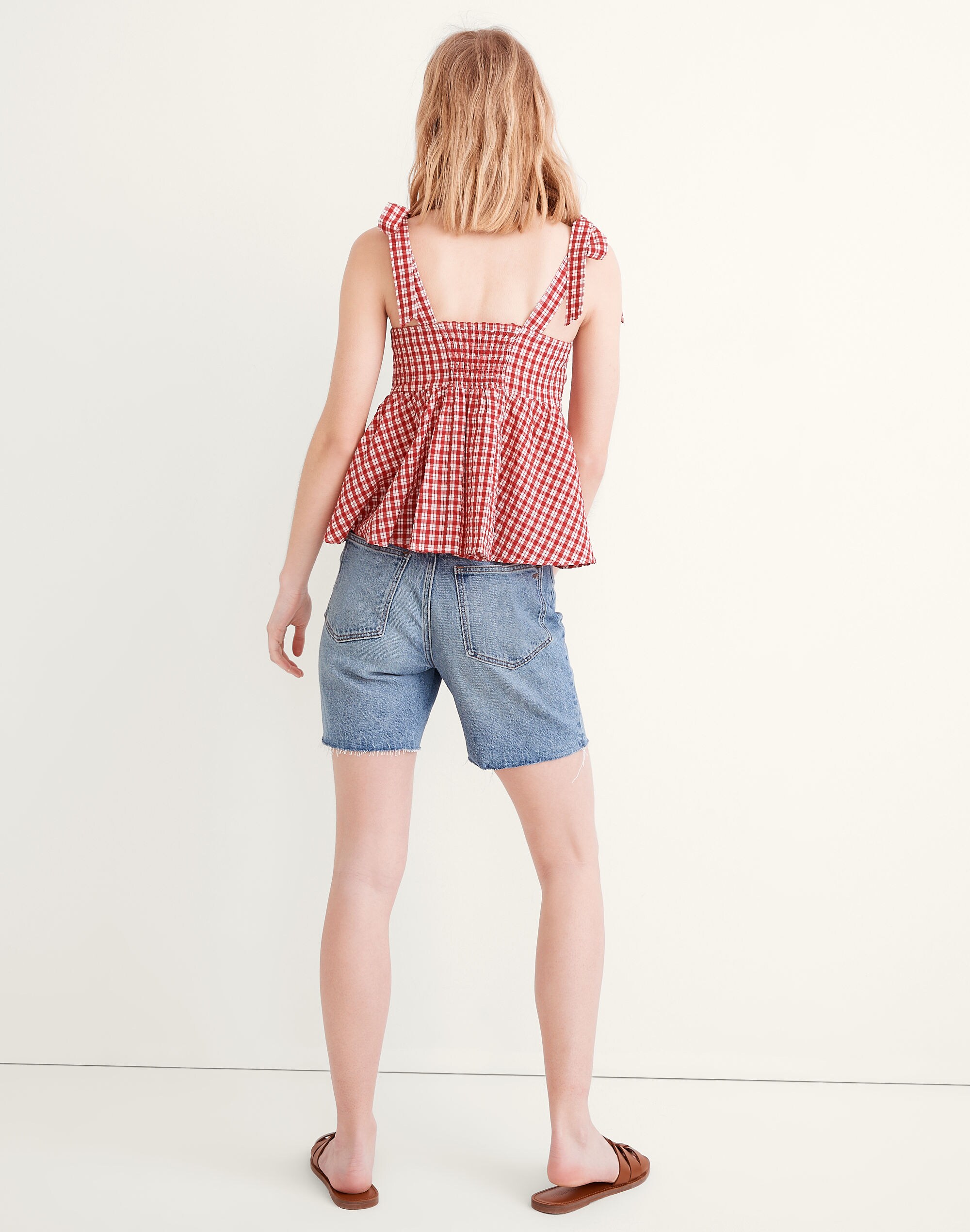 Rosalie Tie-Strap Top Seersucker Check | Madewell