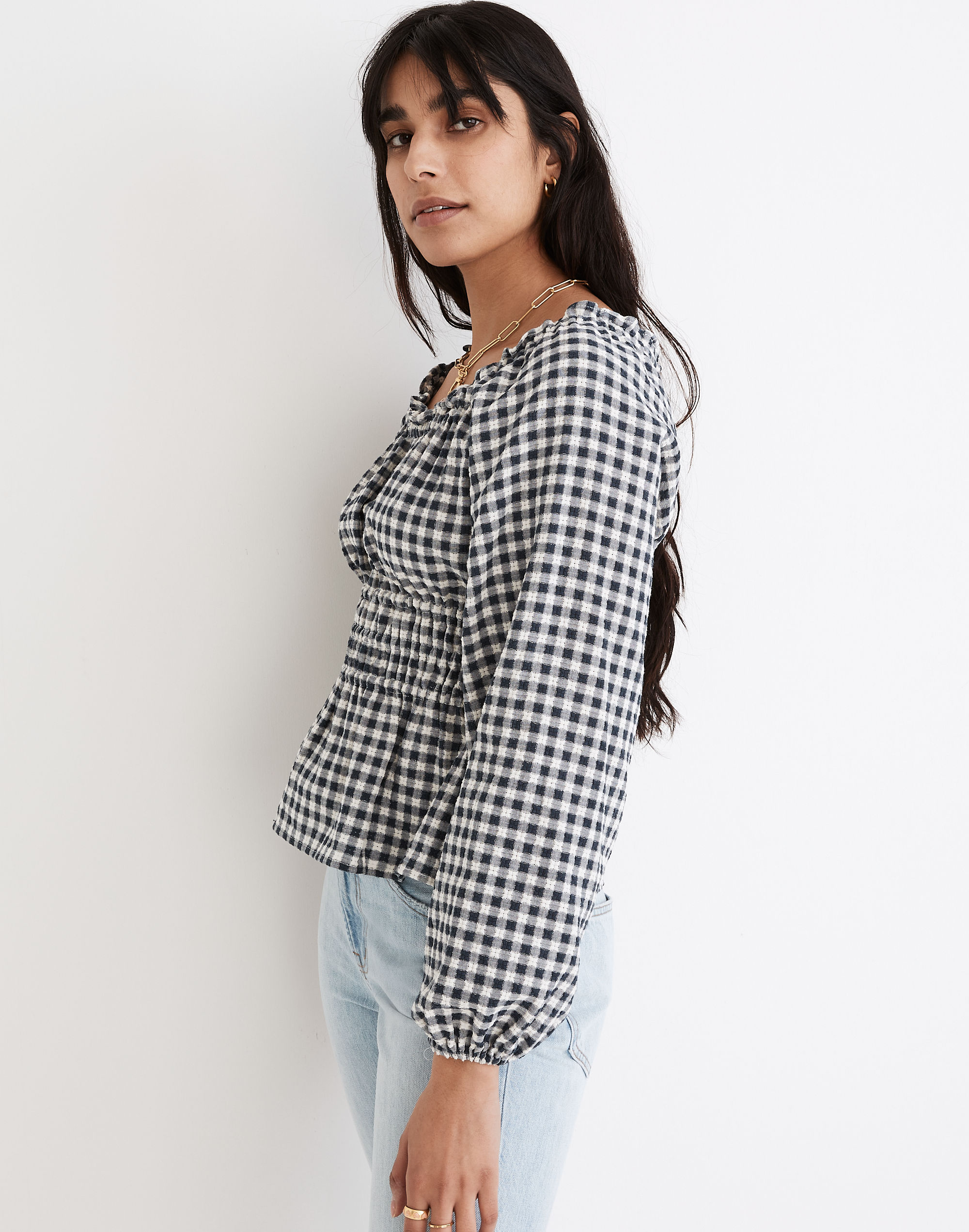 Sophia Top Textured Windowpane | Madewell