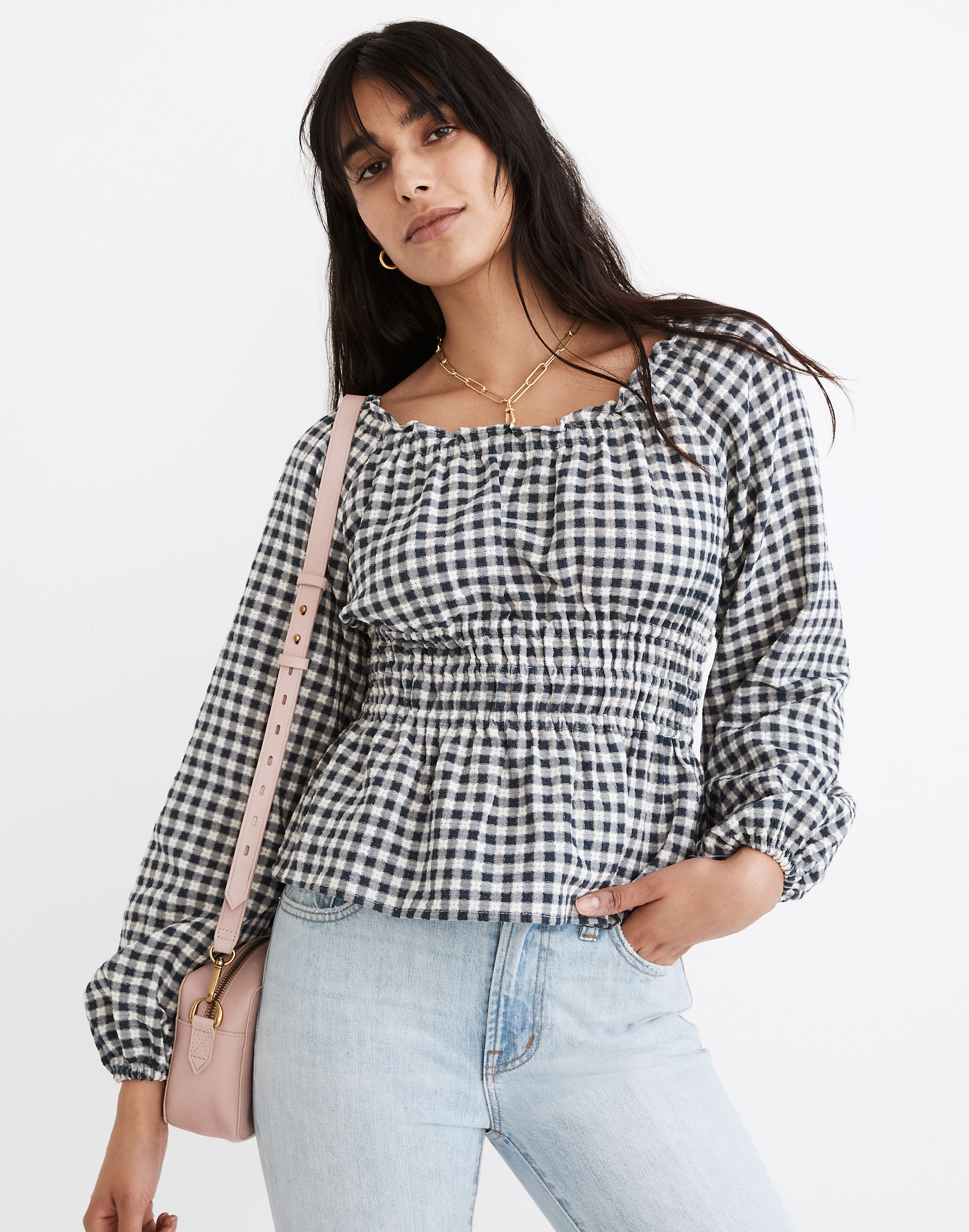 Sophia Top Textured Windowpane | Madewell