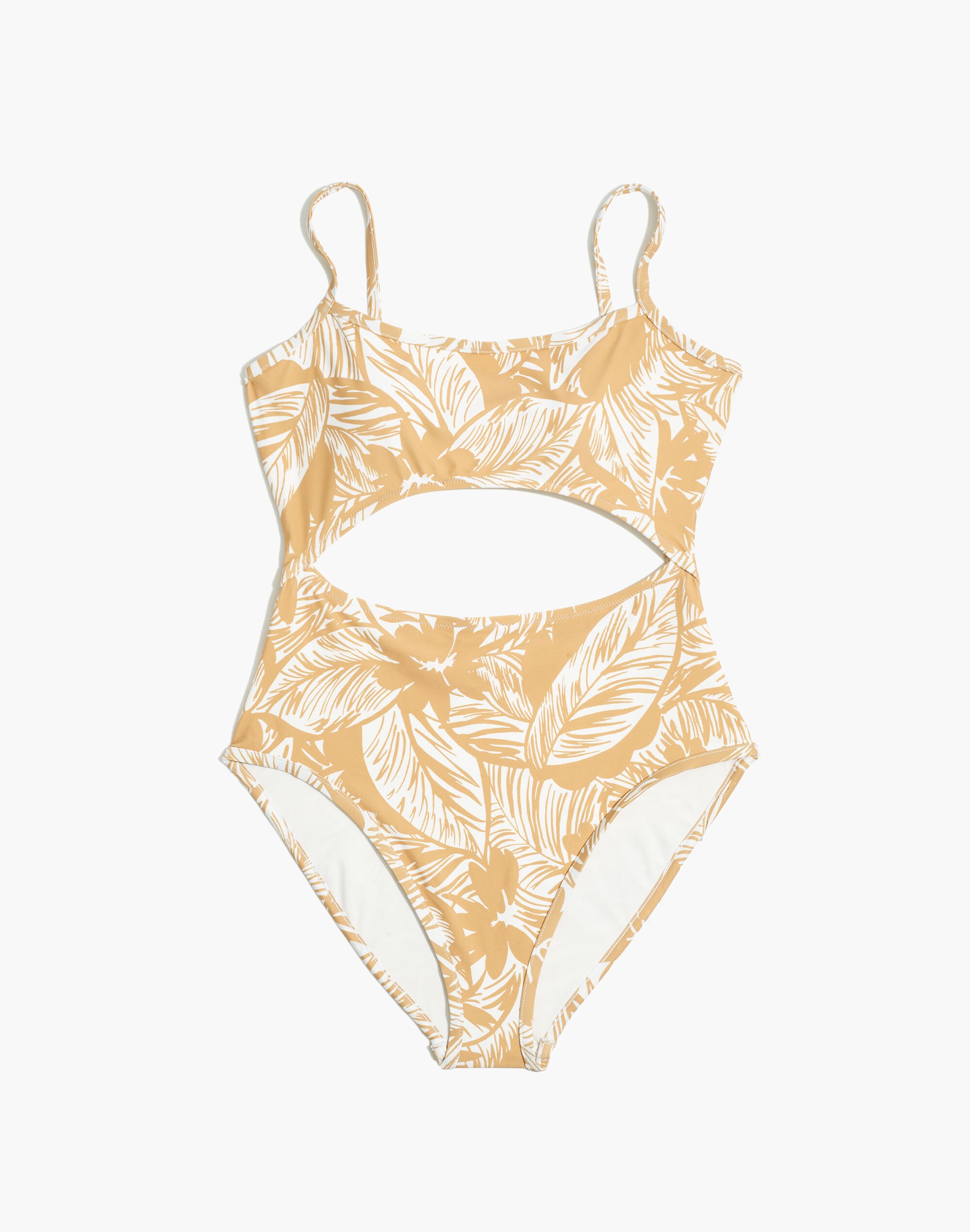 Madewell Second Wave Cutout One-Piece Swimsuit Palm Leaves |