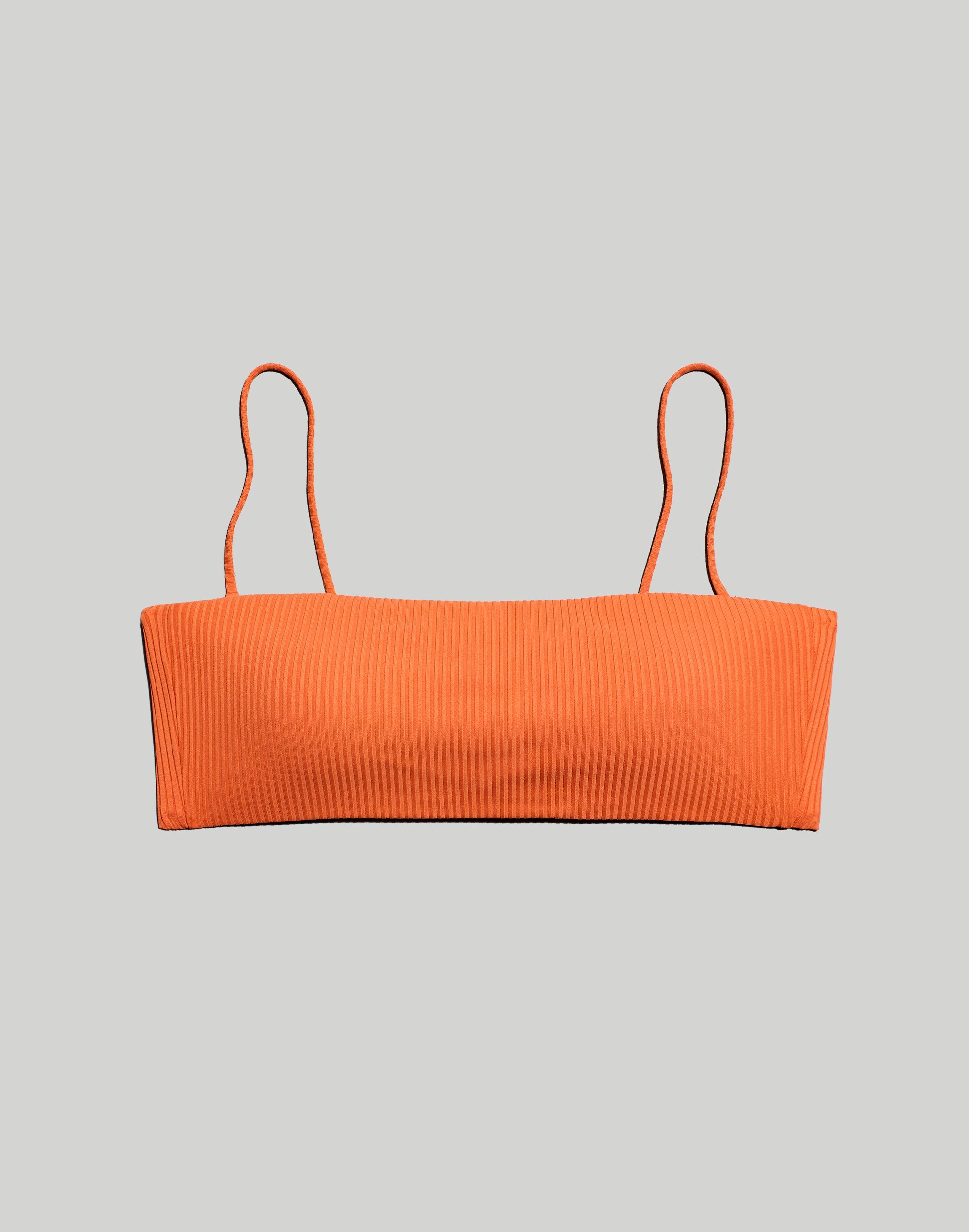 Madewell Second Wave Ribbed Spaghetti-Strap Bandeau Bikini Top |