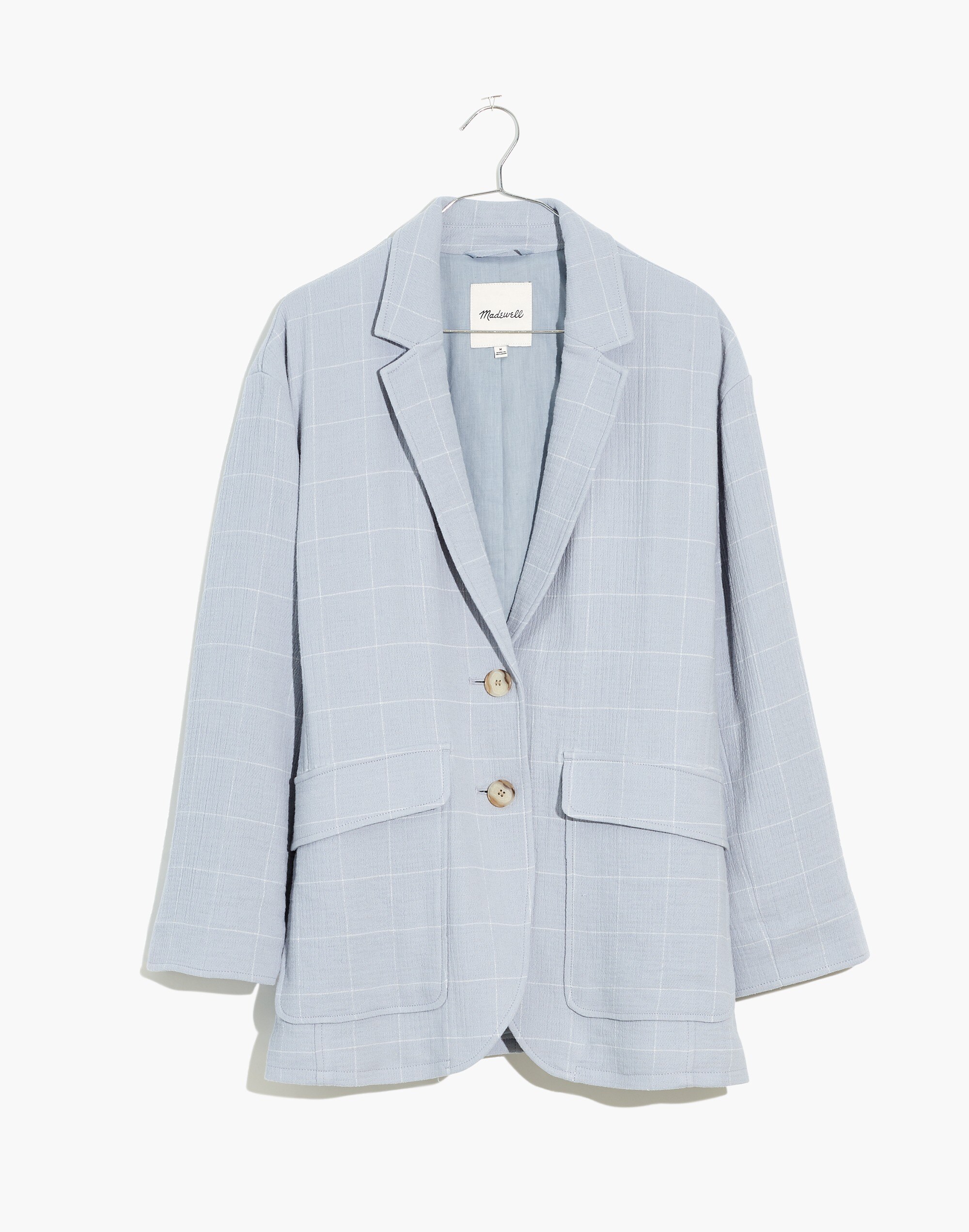 Cotton-Linen Relaxed Larsen Blazer Windowpane | Madewell