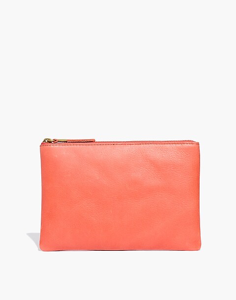 Leather clutch bag, lined and personalised with wristlet strap. Great –  Notch Leather Goods