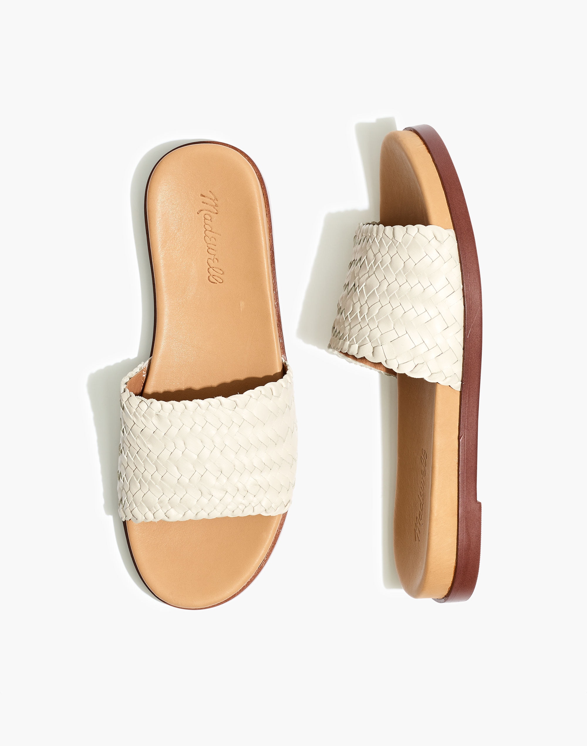 The Louisa Slide Sandal Woven Leather | Madewell