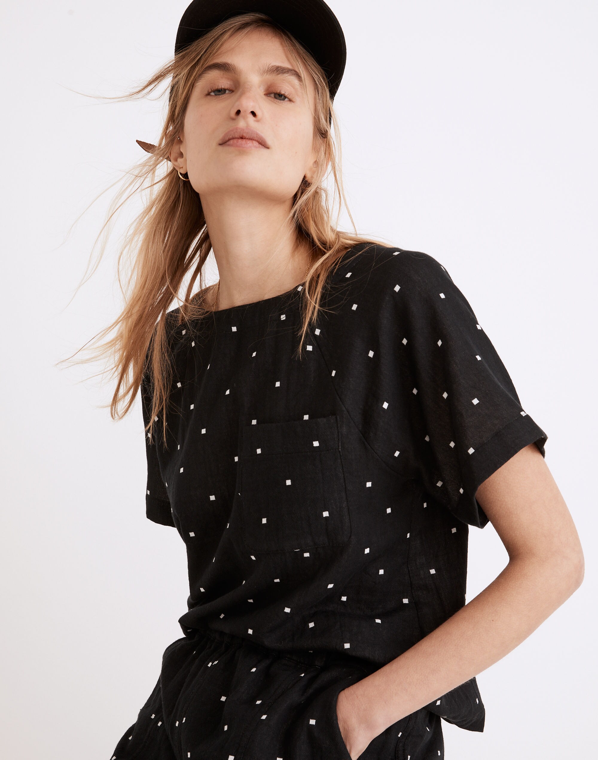 Lightspun Renwood Button-Back Top Square Spot | Madewell