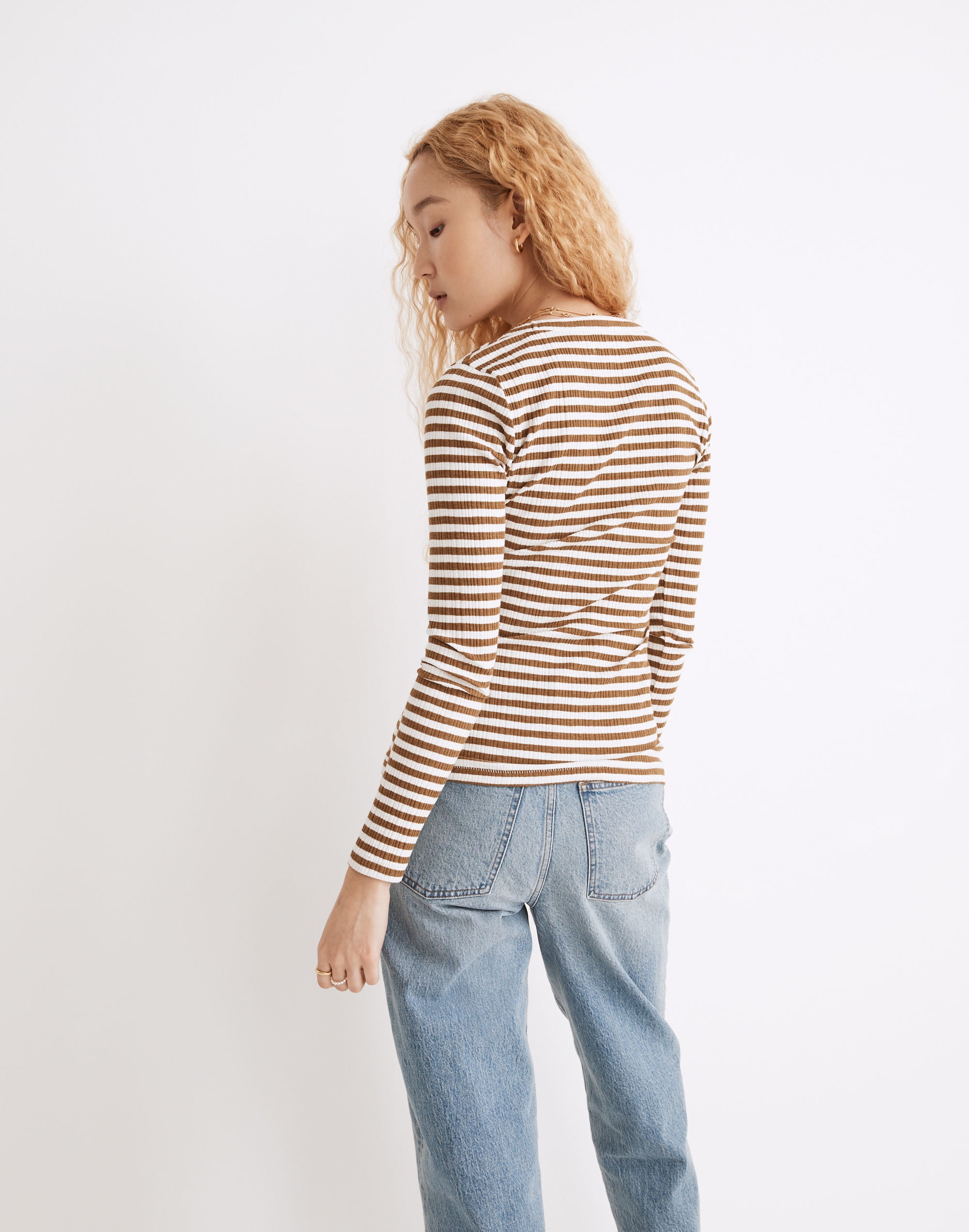 Pointelle Square-Scoop Tee in Stripe | Madewell