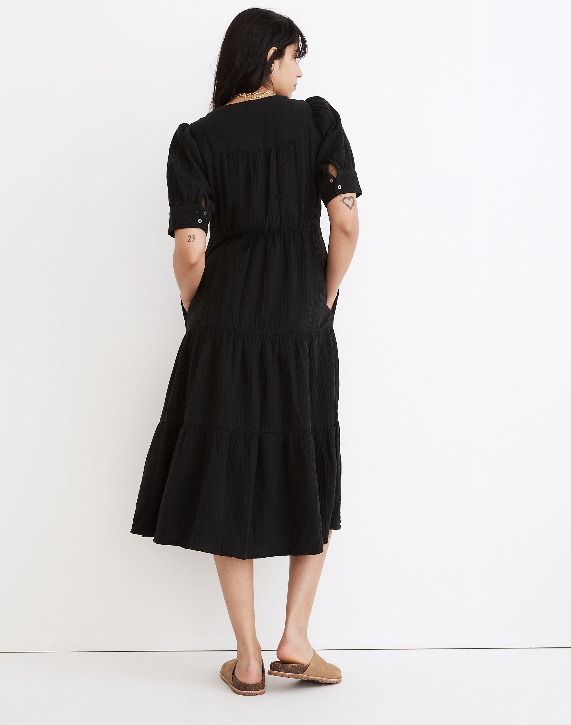 Lightspun Button-Front Tiered Midi Dress | Madewell