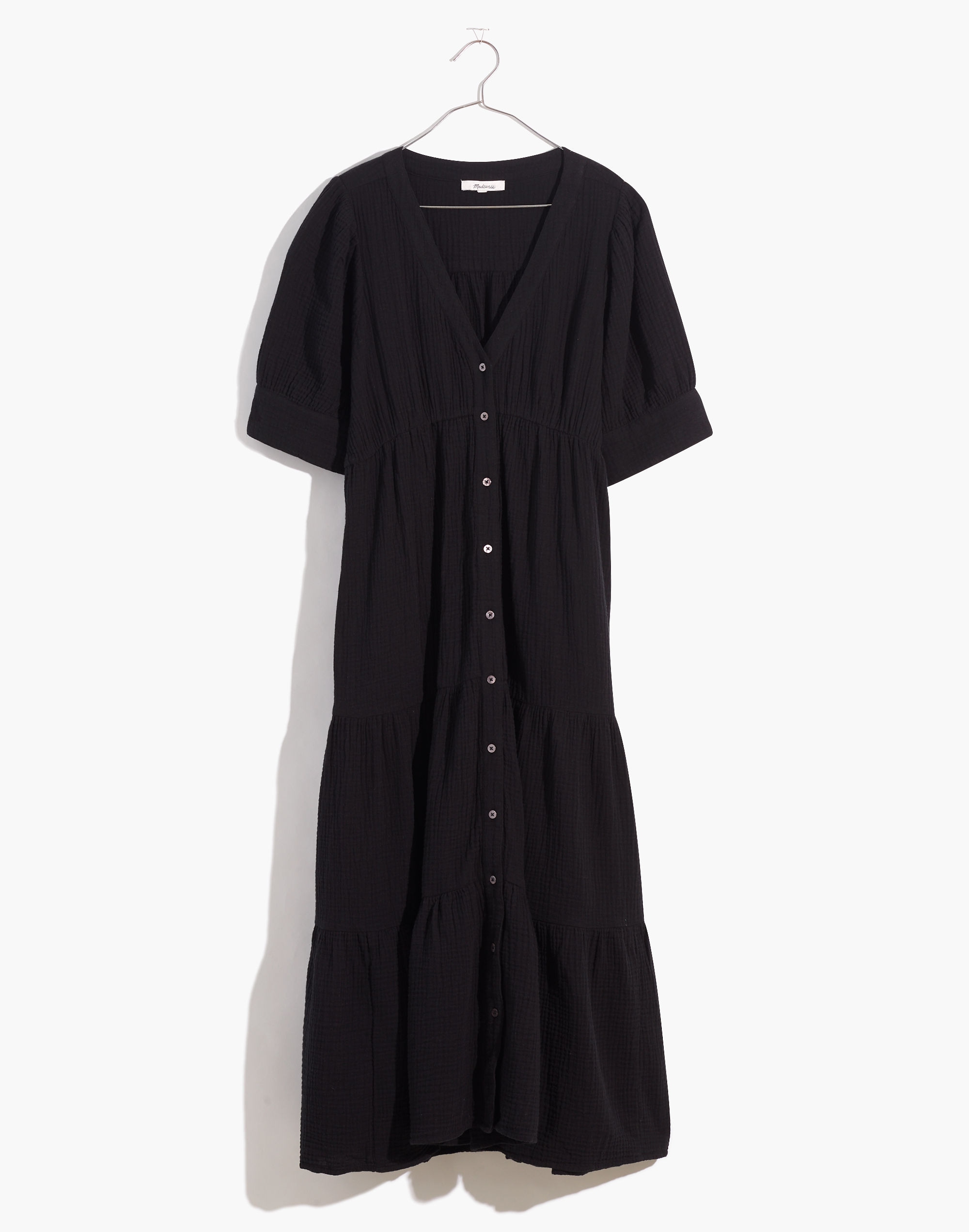 Lightspun Button-Front Tiered Midi Dress | Madewell