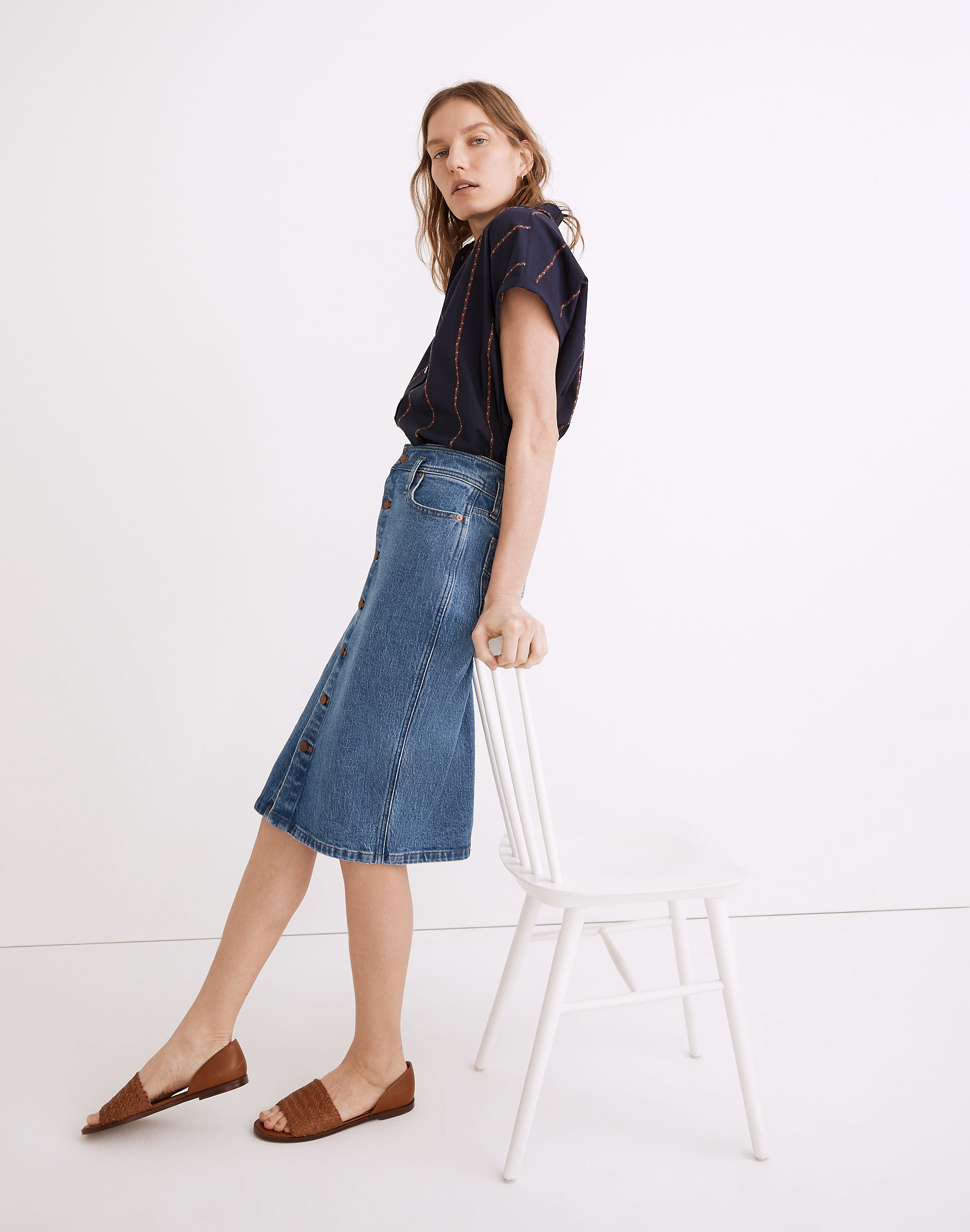 Denim High-Waist Midi Skirt in Holton Wash: Western Edition | Madewell