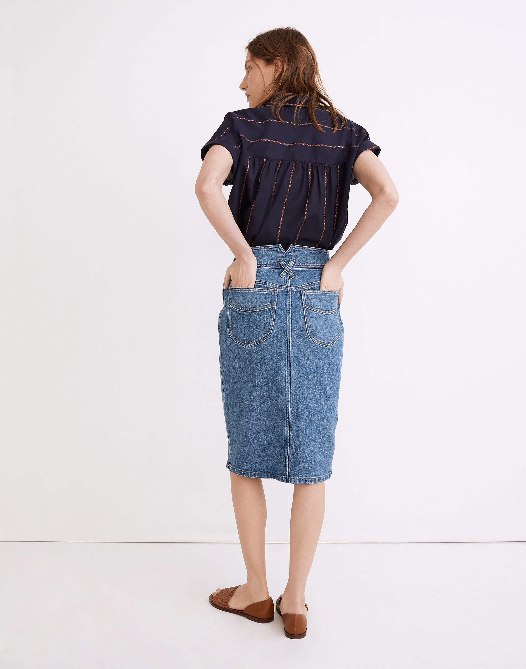 Denim High-Waist Midi Skirt in Holton Wash: Western Edition | Madewell