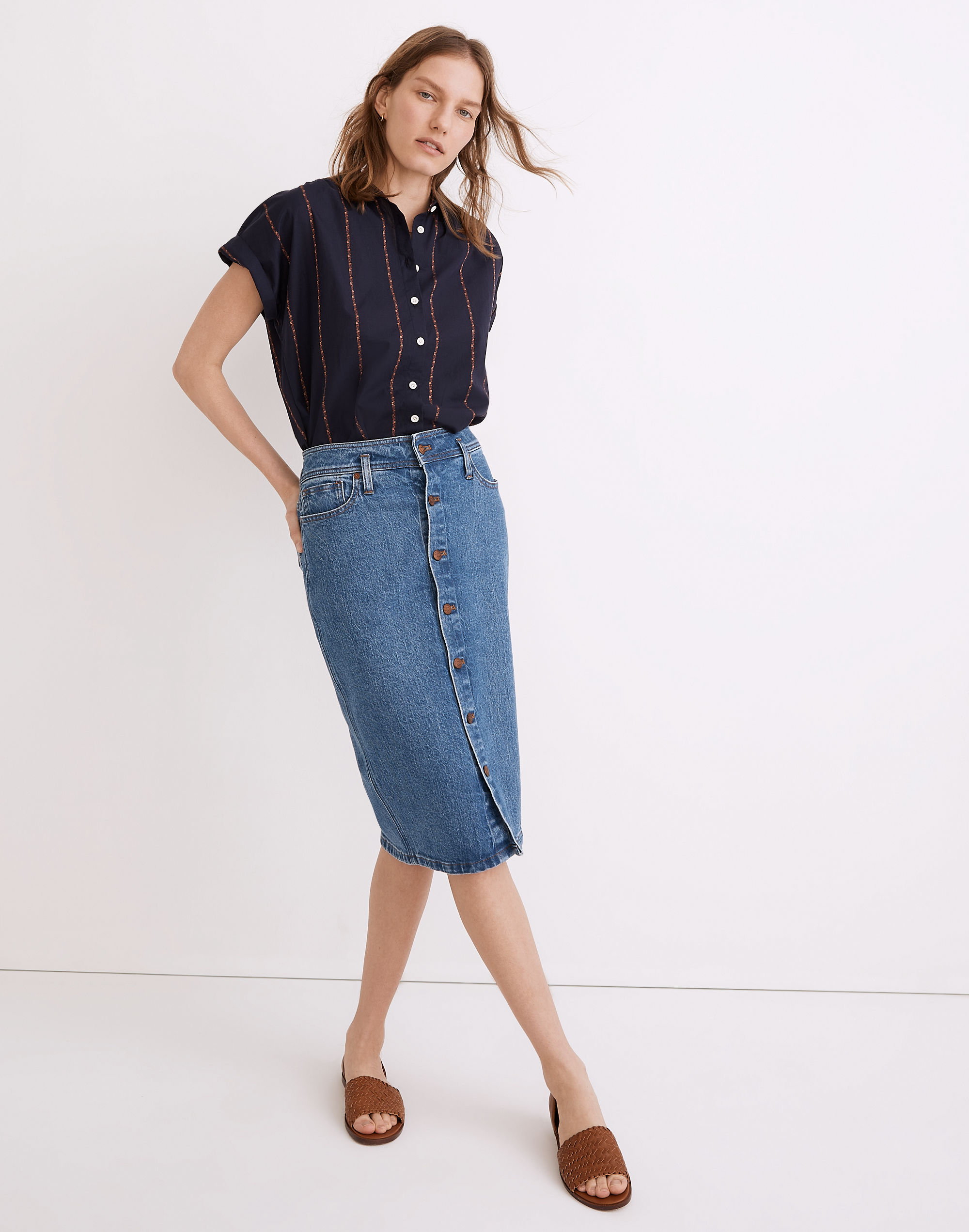 Denim High-Waist Midi Skirt in Holton Wash: Western Edition | Madewell