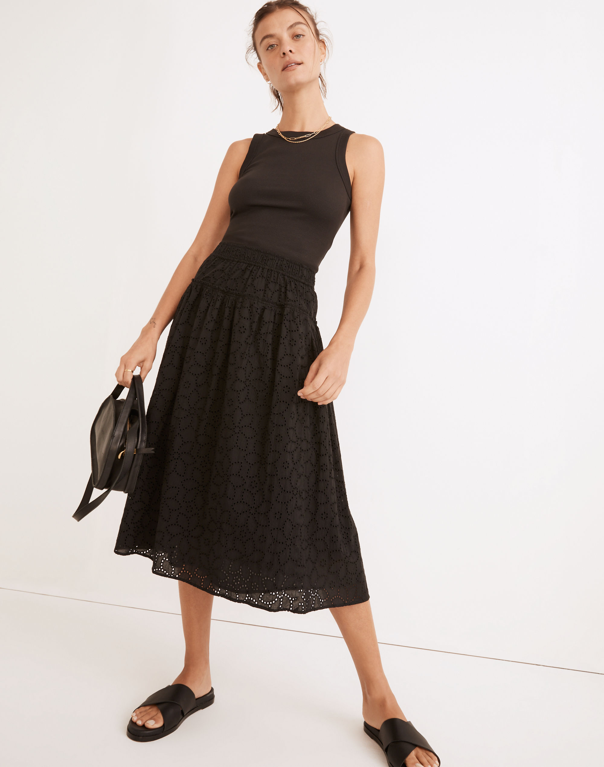 Eyelet Pull-On Midi Skirt | Madewell