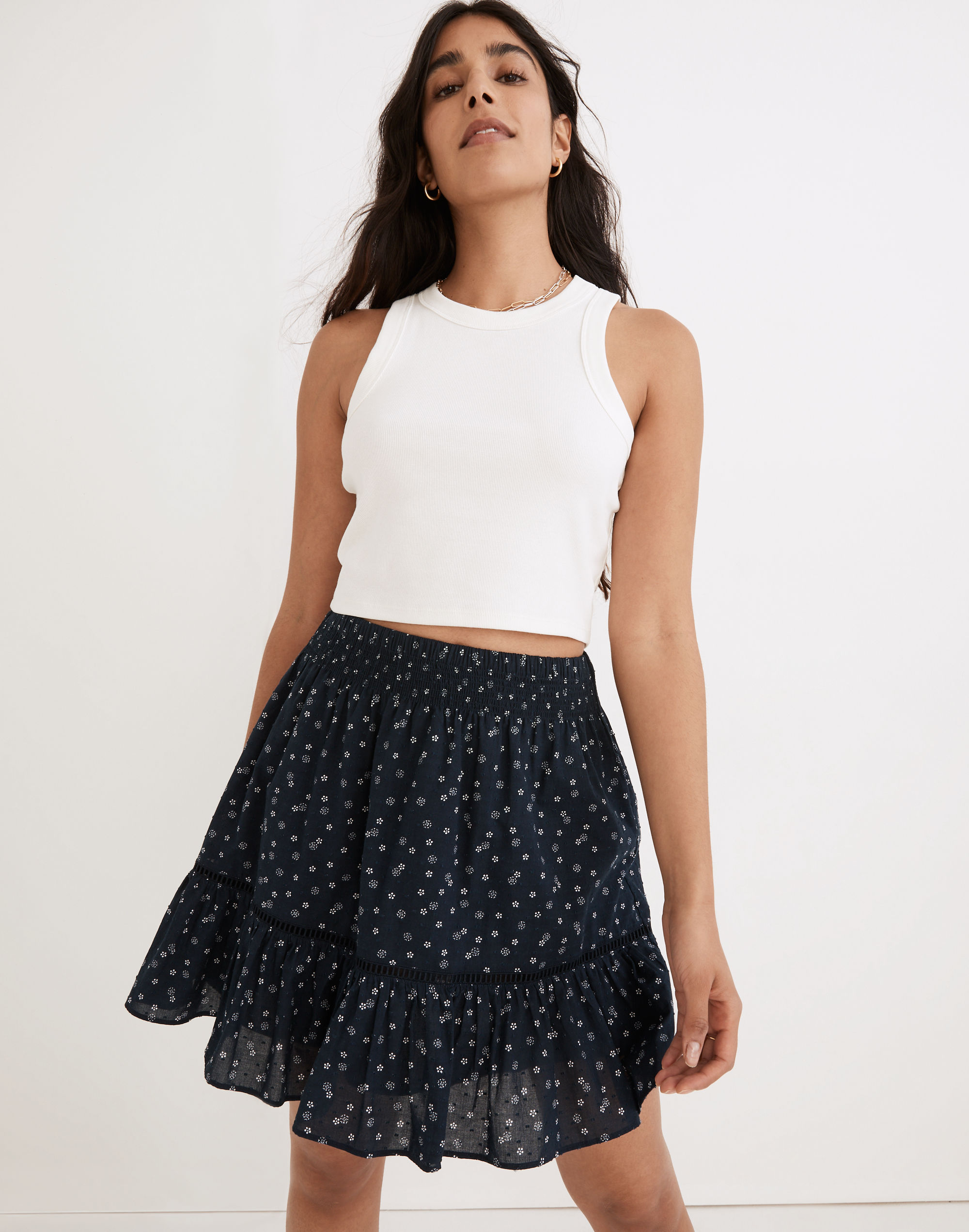 Smock-Waist Ruffle Mini Skirt Bandana Flower | Madewell