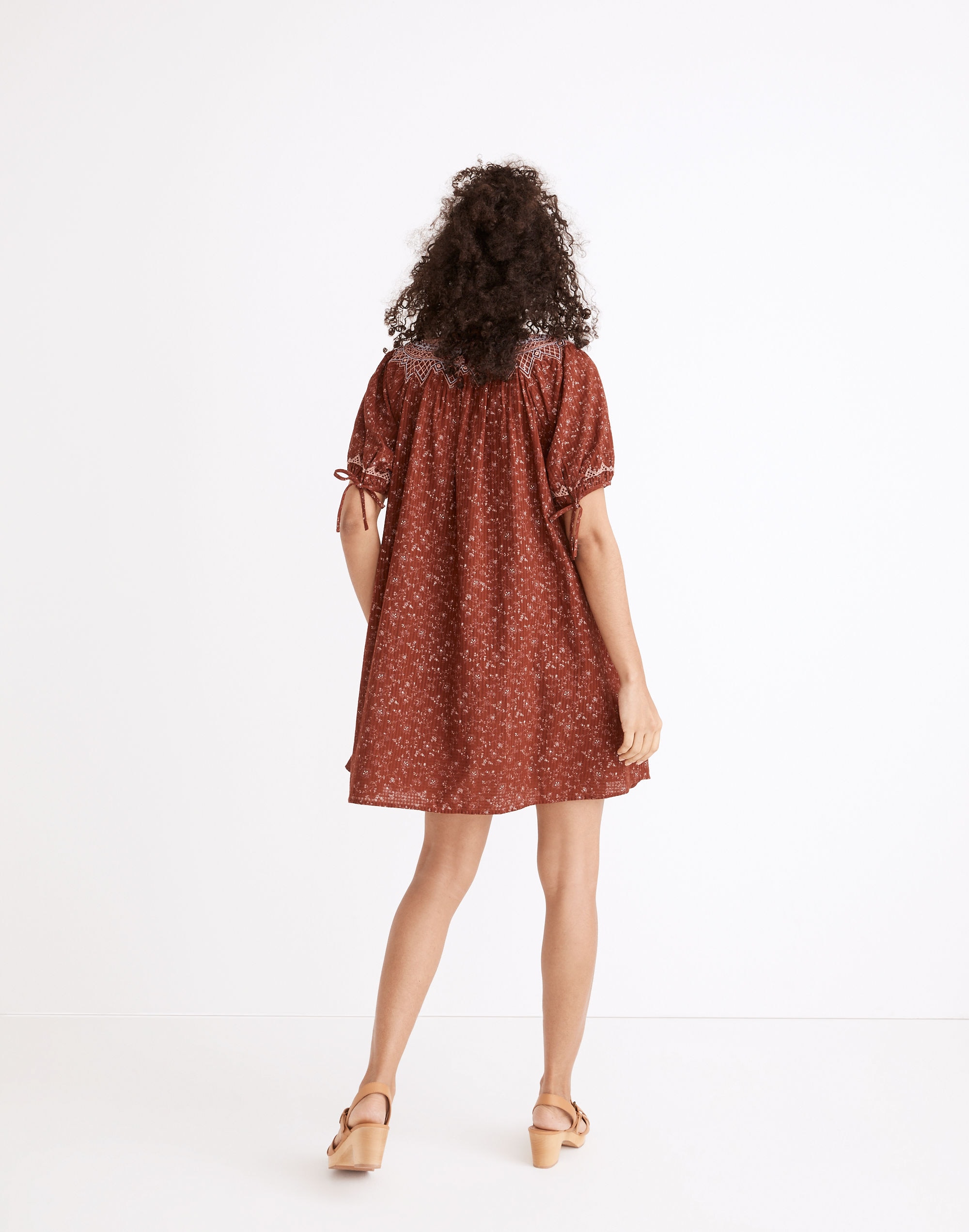 Embroidered Puff-Sleeve Babydoll Dress Dotted Vines | Madewell