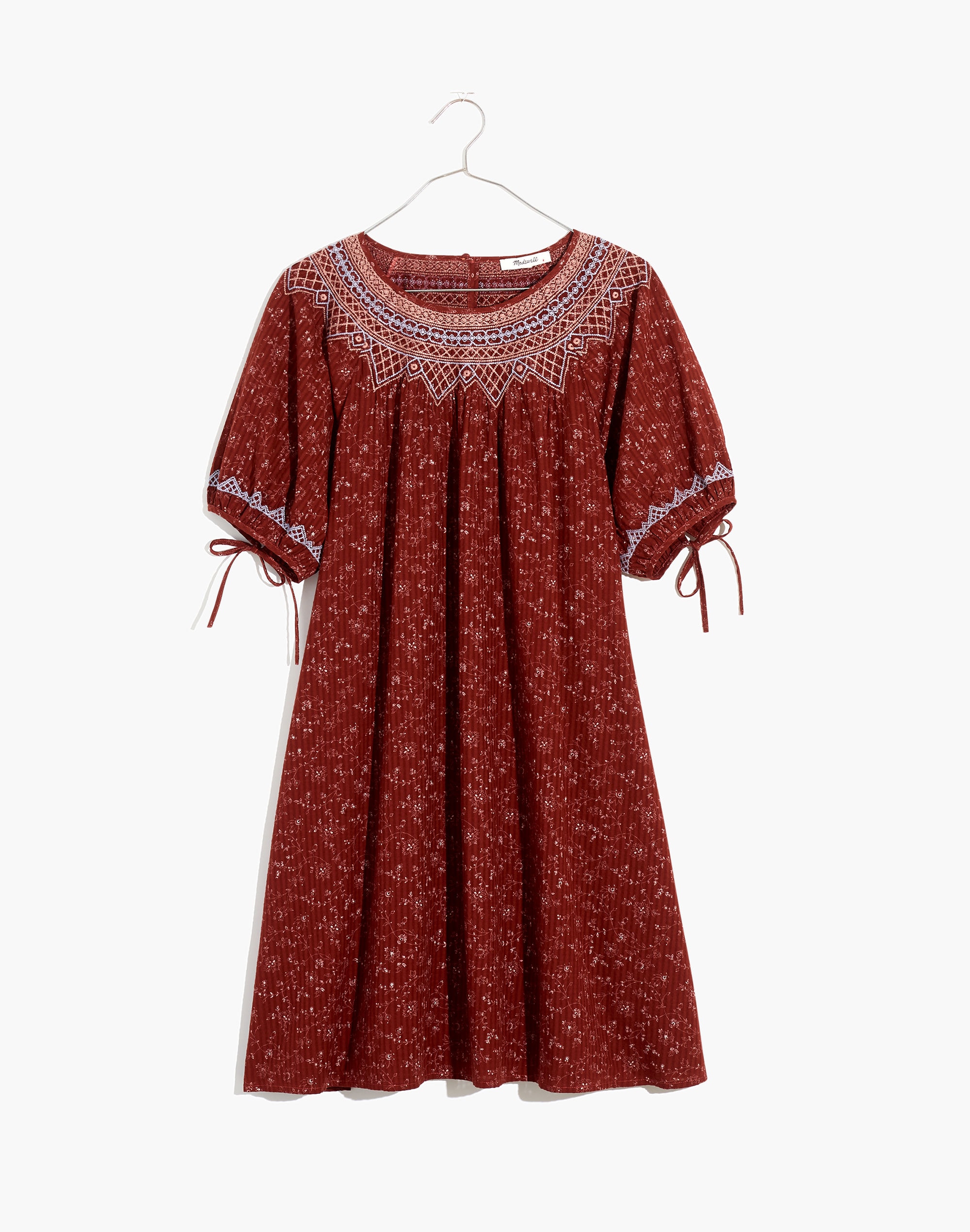 Embroidered Puff-Sleeve Babydoll Dress Dotted Vines | Madewell