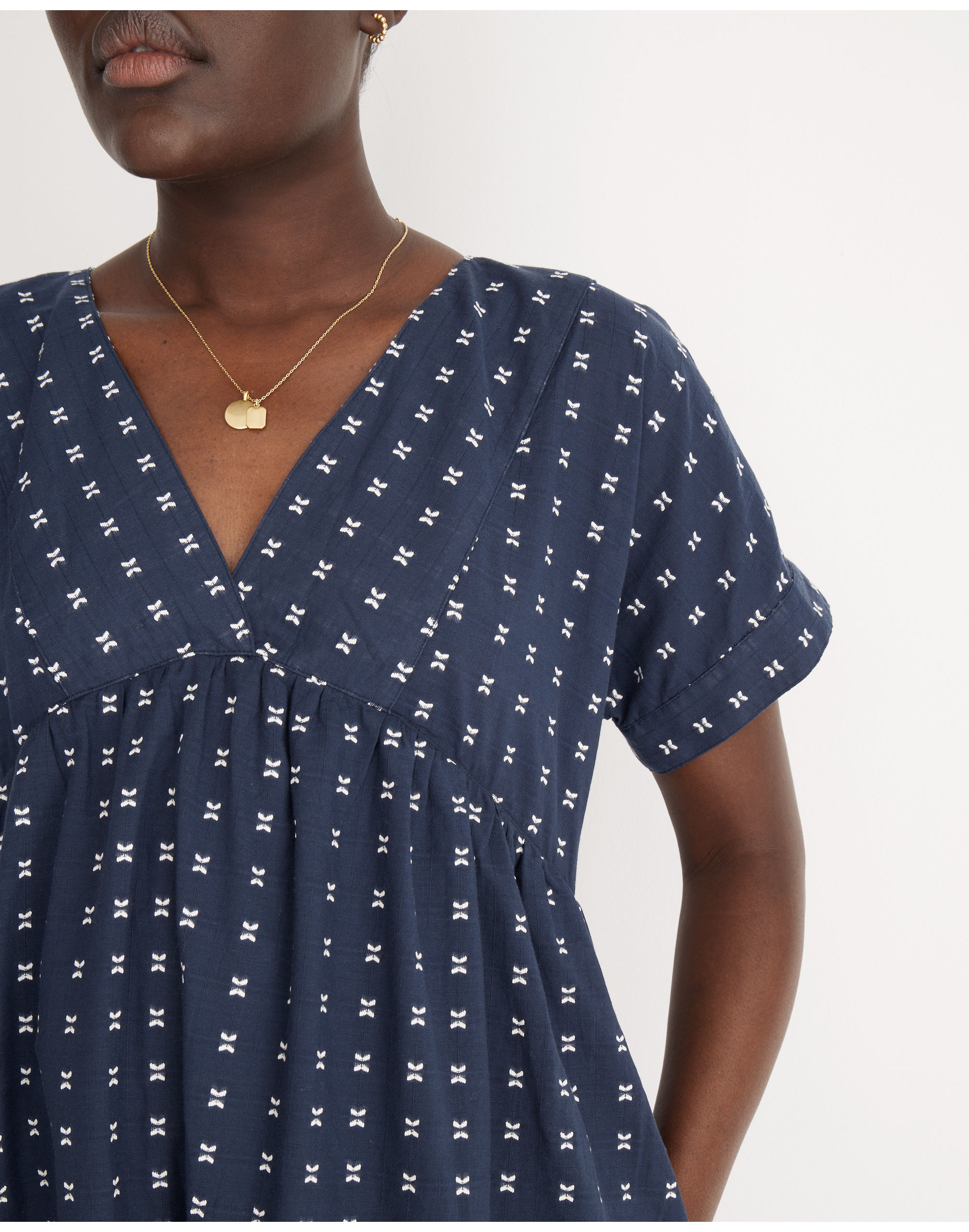 V-Neck Dolman-Sleeve Mini Dress Textured Dot | Madewell