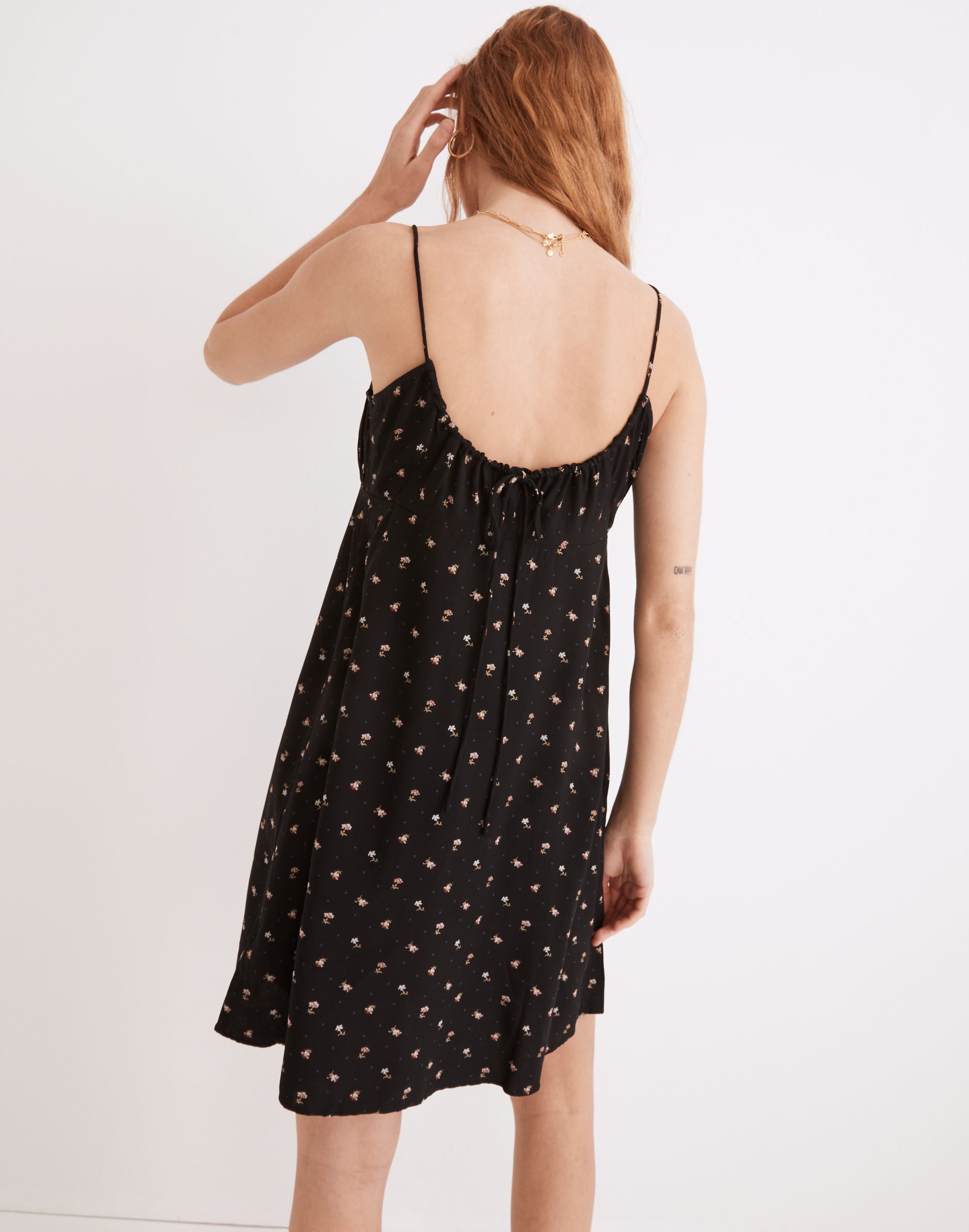 Tie-Back Button-Front Mini Dress Geodot Floral | Madewell