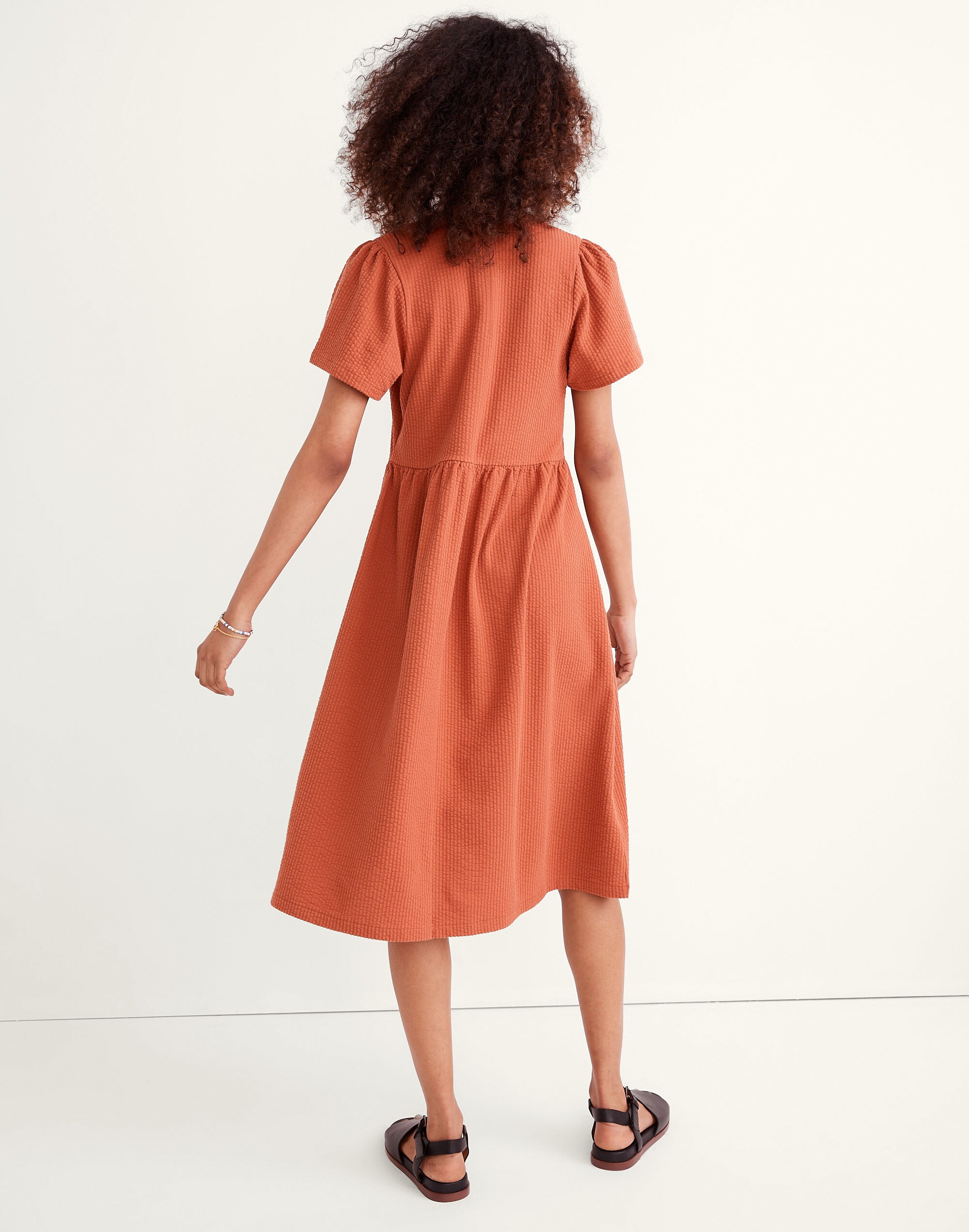 Seersucker Knit Button-Front Midi Dress | Madewell